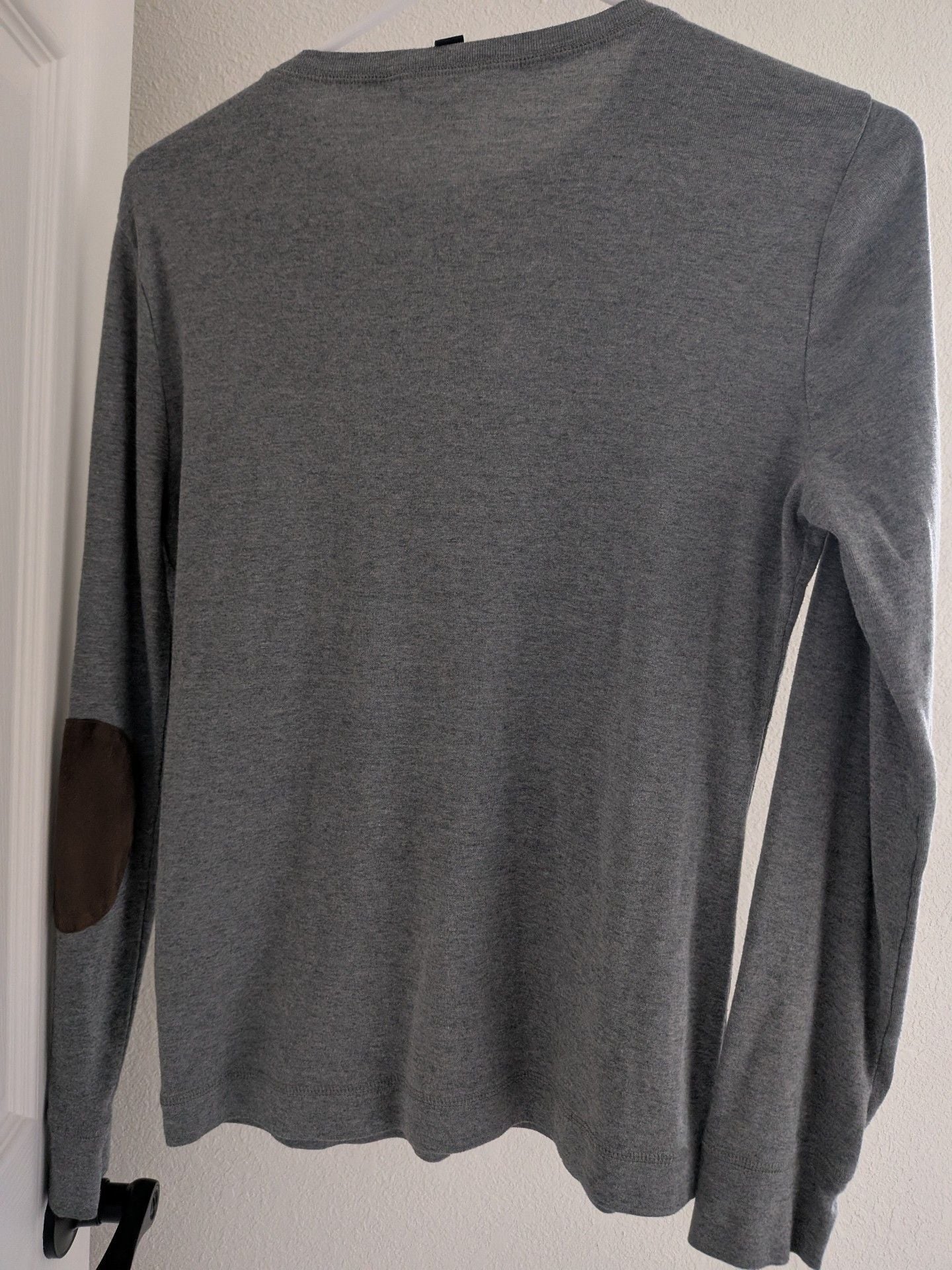 Lauren Ralph Lauren Long Sleeve Top Size L Gray Brown Suede Accents 10