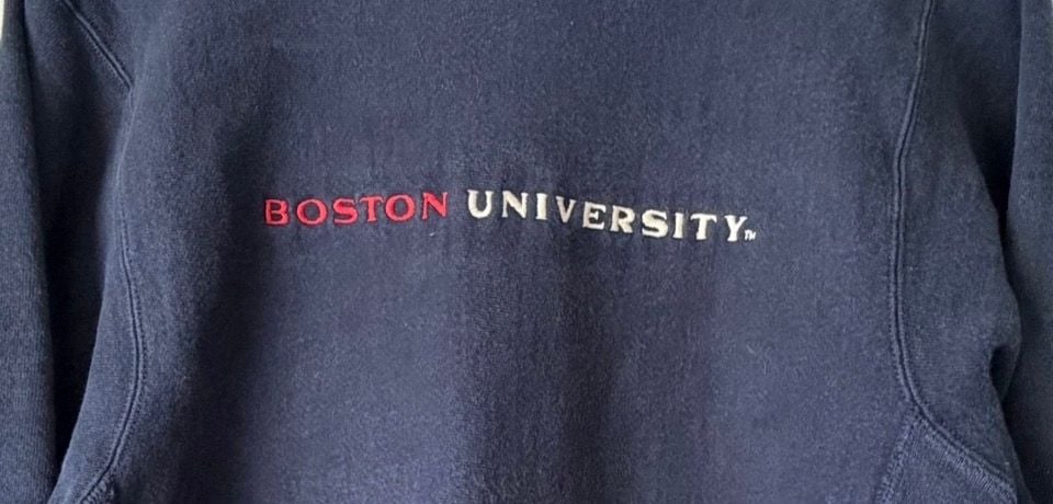 Vintage 1990s Champion Boston University Reverse Weave Sweatshirt Size Small Navy 3