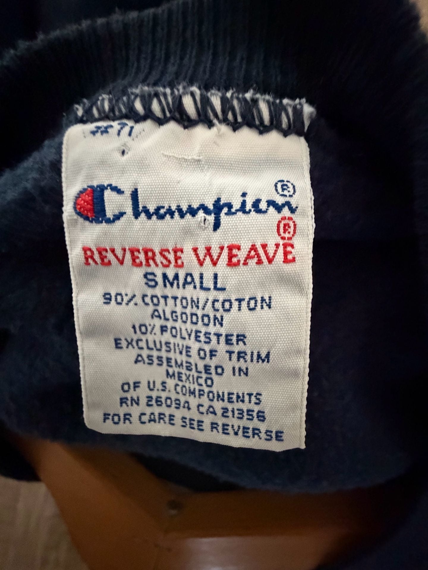Vintage 1990s Champion Boston University Reverse Weave Sweatshirt Size Small Navy 6
