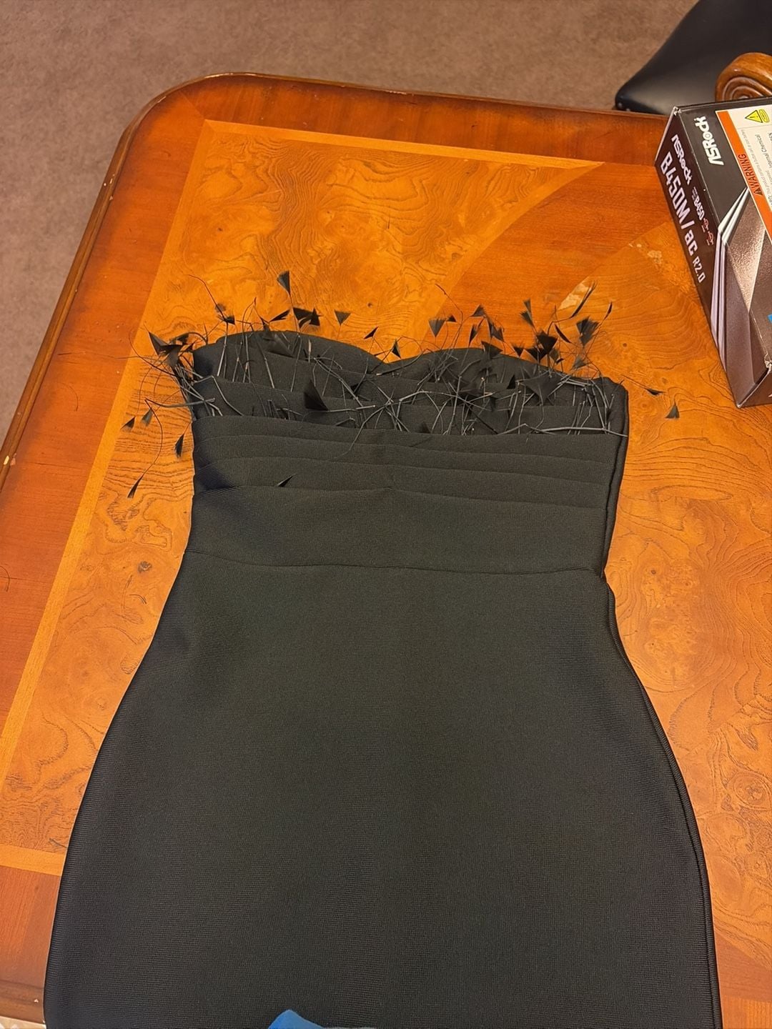 Sydney INC Strapless Feather Dress Black 2