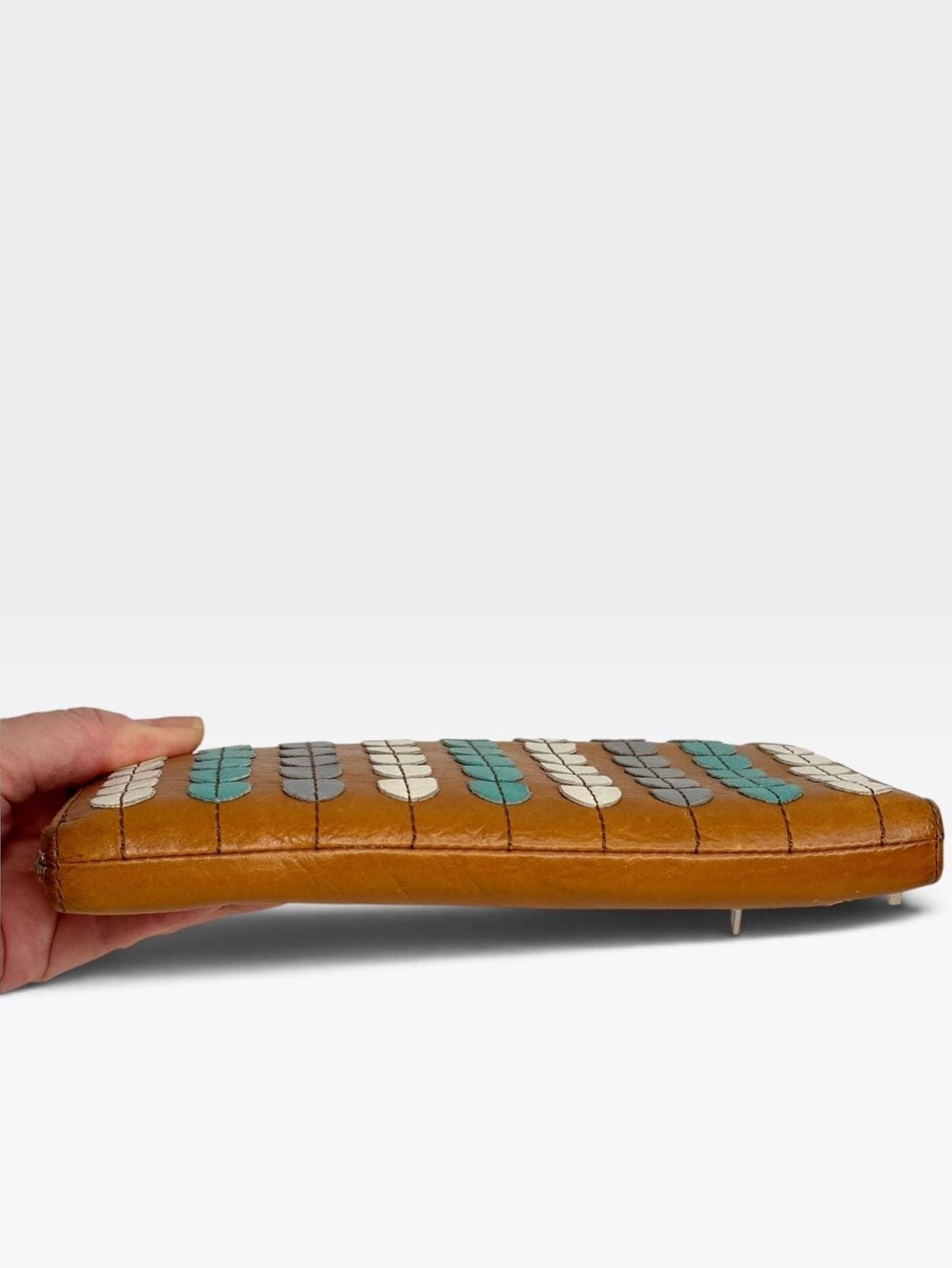 Fossil Sydney Zip Around Wallet Brown Leather Applique 7