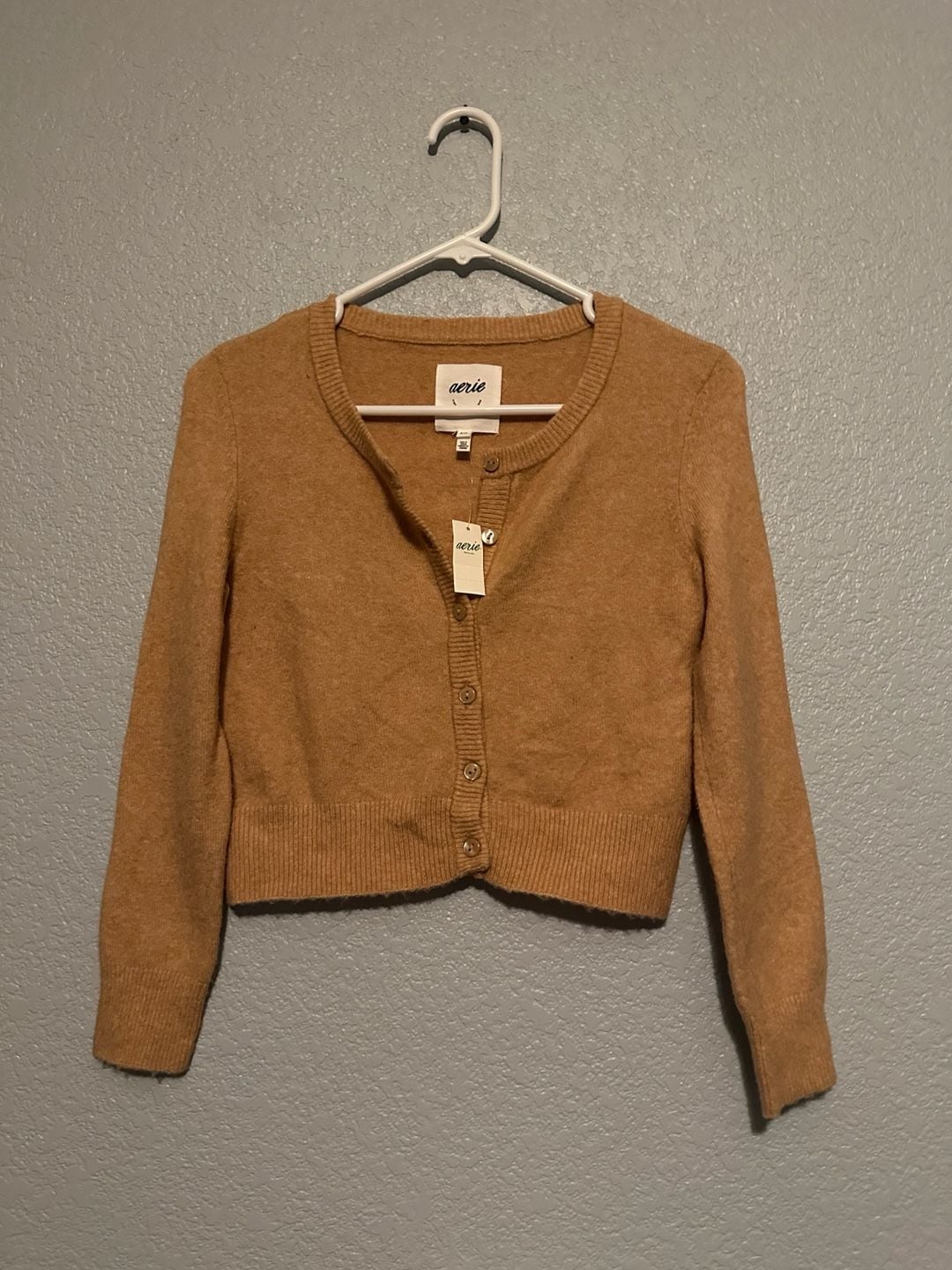 NEW Aerie Campus Cool Plush Button Crop Cardigan Sweater Size S 4