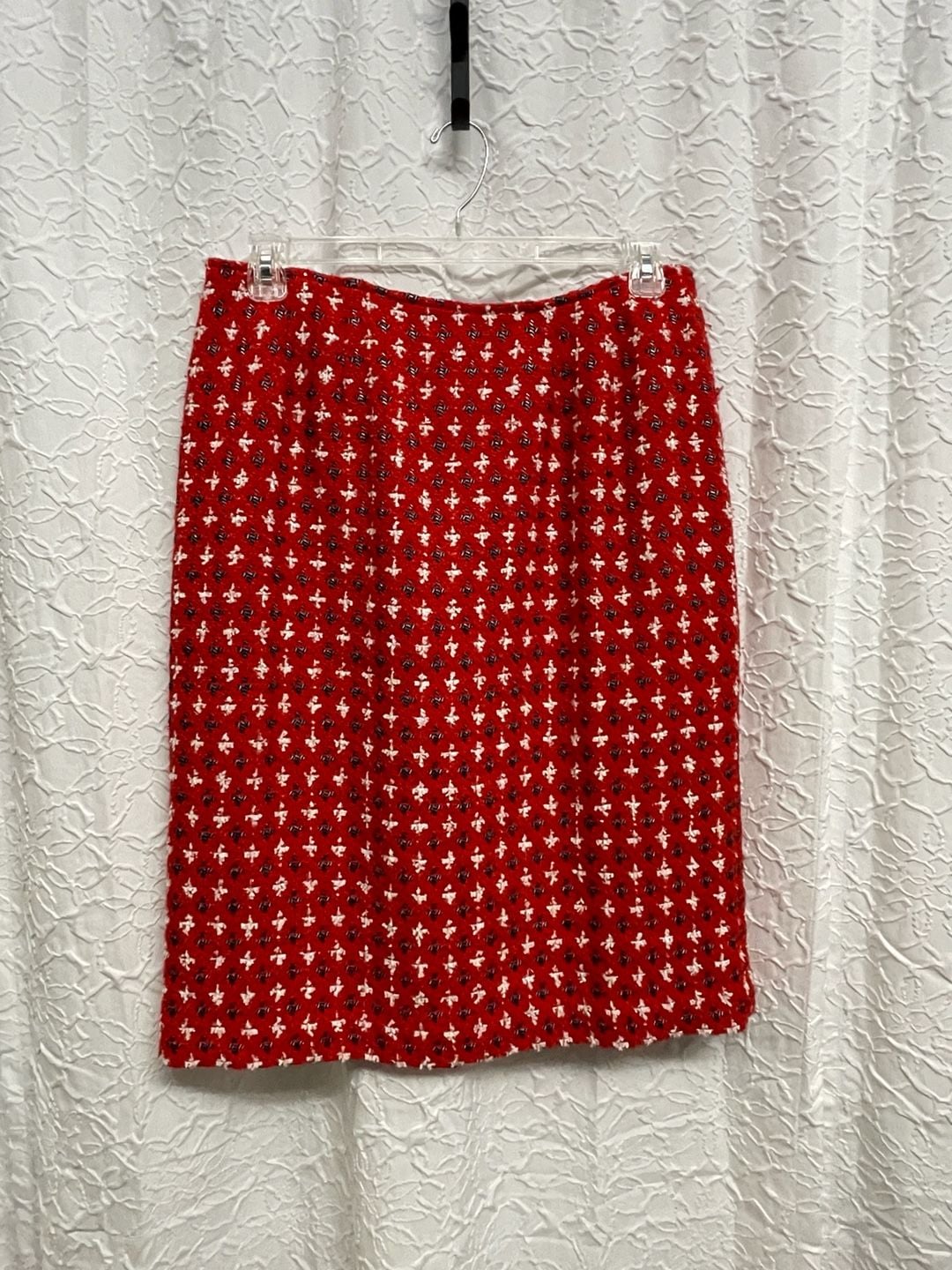 Vintage 90s Tanner Red White Tweed Cropped Jacket Pencil Skirt Suit Set 14 Retro 4