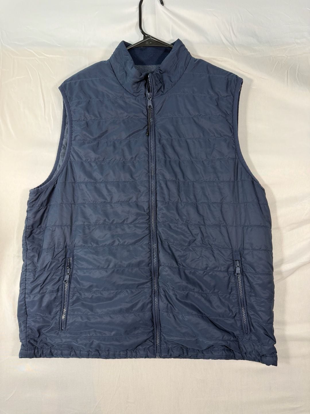 Banana Republic Puffer Vest Size L Blue Quilted Full Zip 2