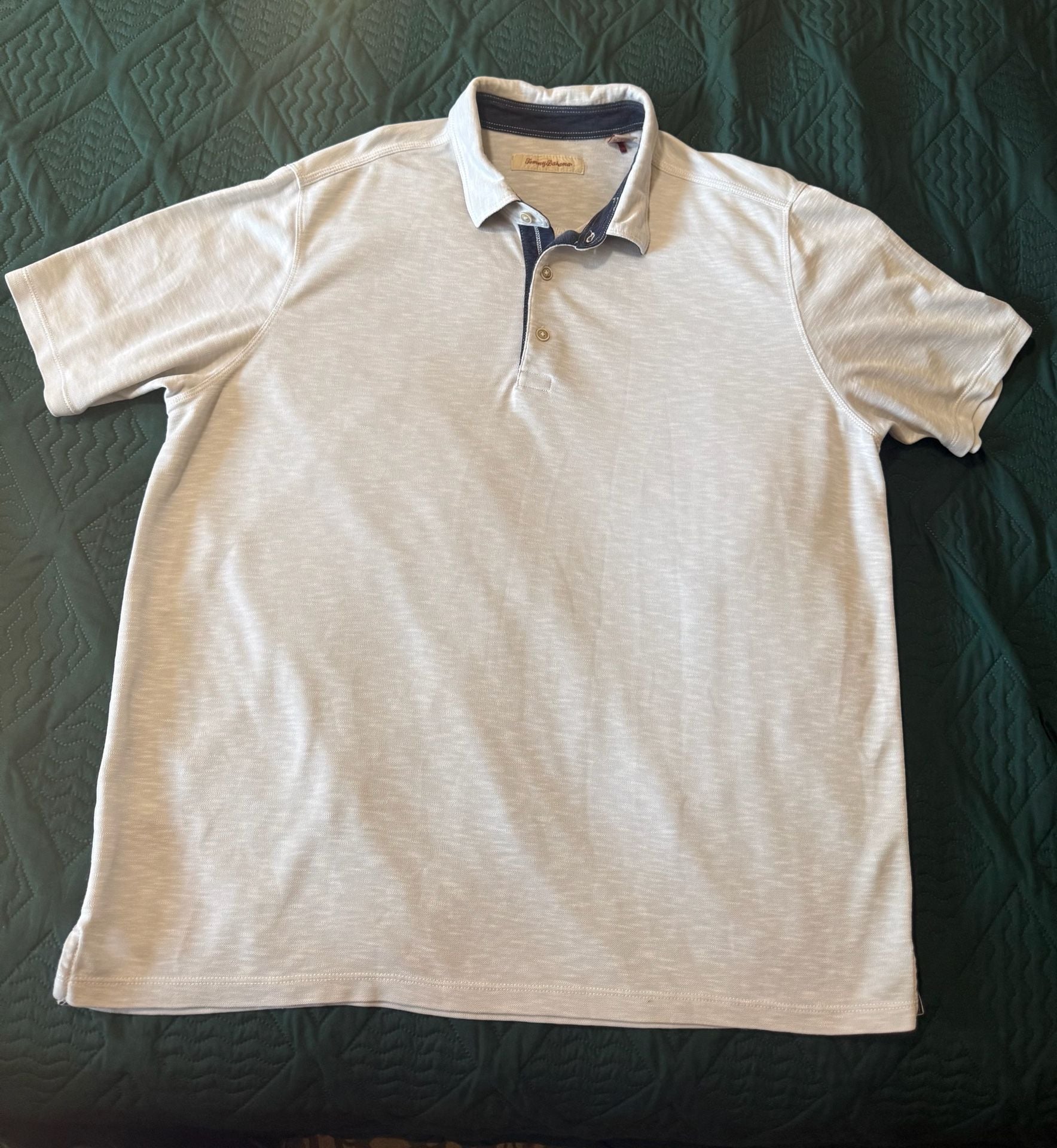 Tommy Bahama Polo Shirt Size XL White Short Sleeve Slub Knit 2