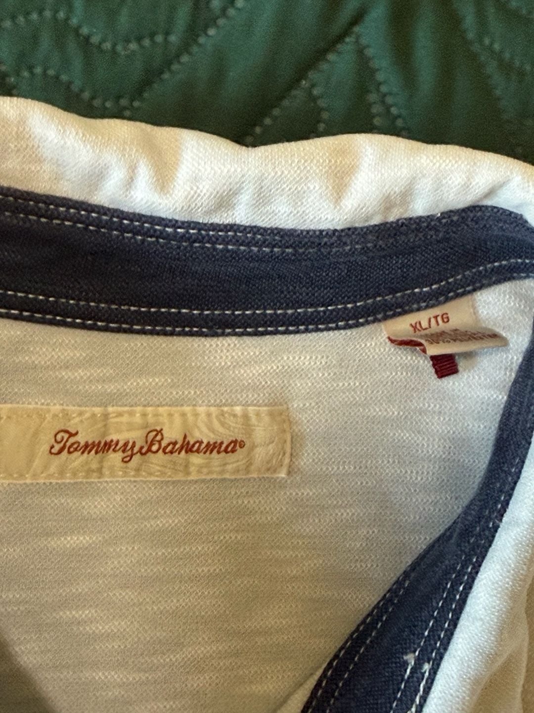 Tommy Bahama Polo Shirt Size XL White Short Sleeve Slub Knit 3