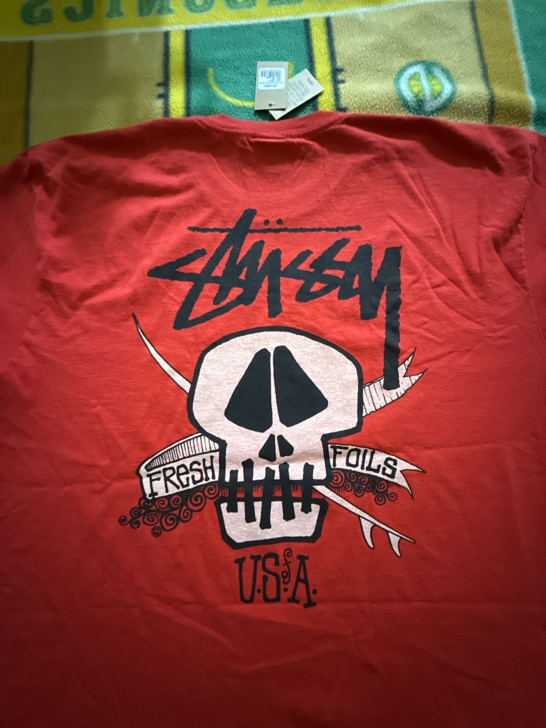 Stussy Fresh Foils Tee Size XXL Red Skull Graphic T-Shirt 2