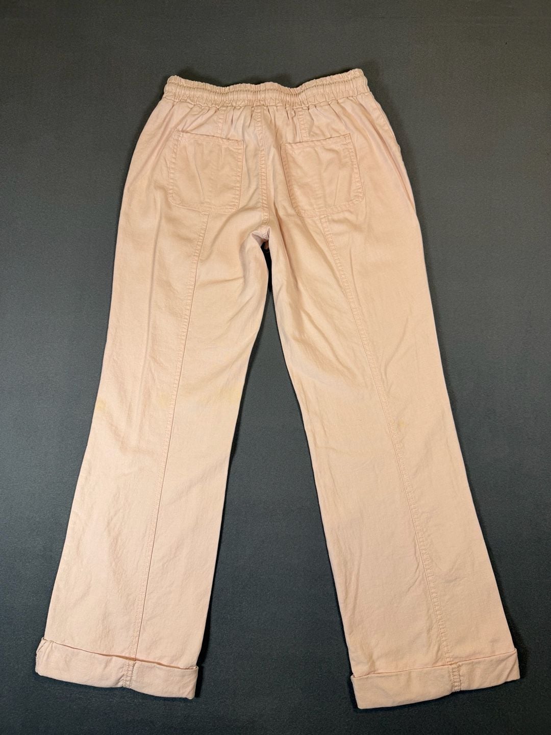 Cato Light Pink Linen Blend Pants XS Drawstring Wide Leg Coastal 8