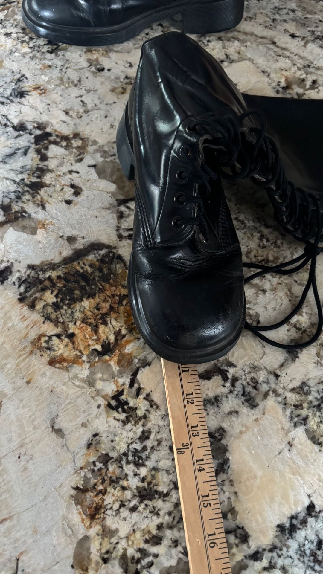 1900’s Dr. Martens 1420 20-Eye Knee High Boots Black Leather Vintage Made In England no size # 7