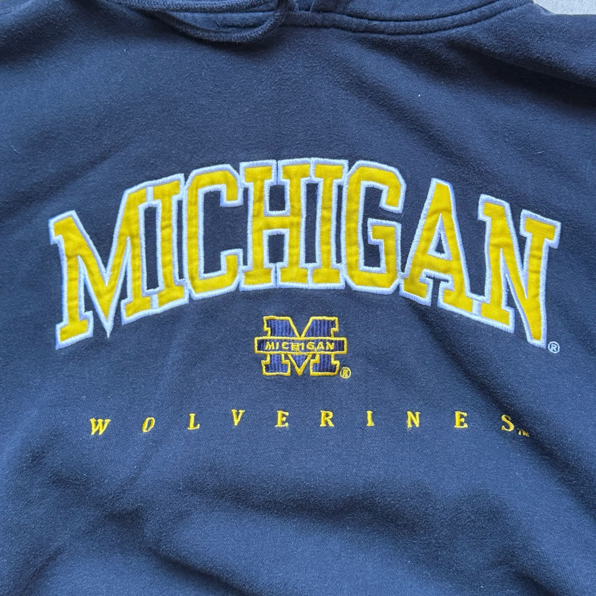 Varsity Athletic Michigan Wolverines Hoodie Size 2XL Blue Embroidered 4