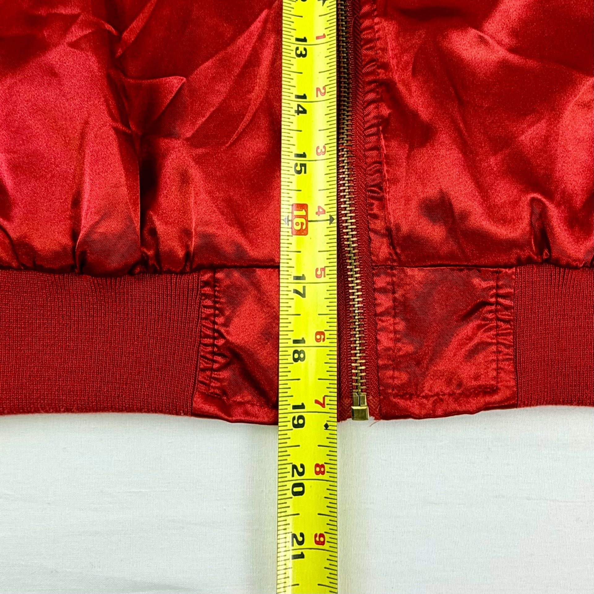 Charlotte Russe Women’s Bomber Jacket Red Satin Full Zip Size M 80s Vibe Vintage 9