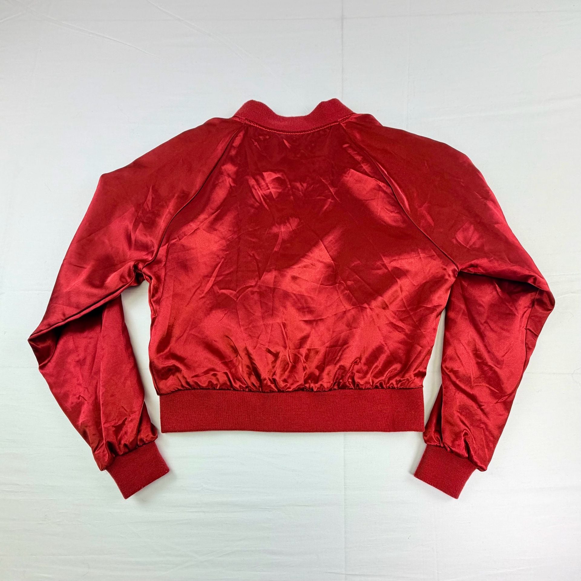 Charlotte Russe Women’s Bomber Jacket Red Satin Full Zip Size M 80s Vibe Vintage 14