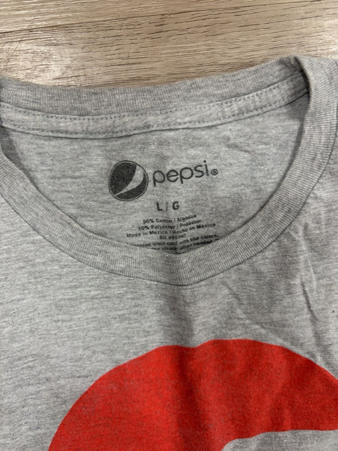 Pepsi T-Shirt Size L Gray Logo Graphic Tee 3