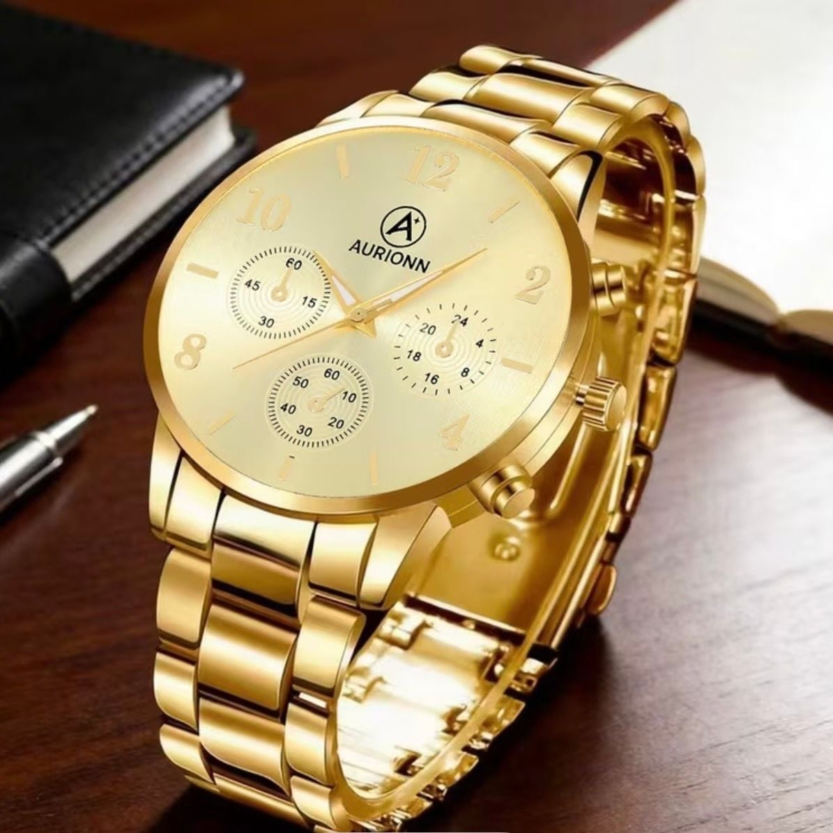 Aurionn Men's Quartz Timepiece Gold Stainless Steel 3