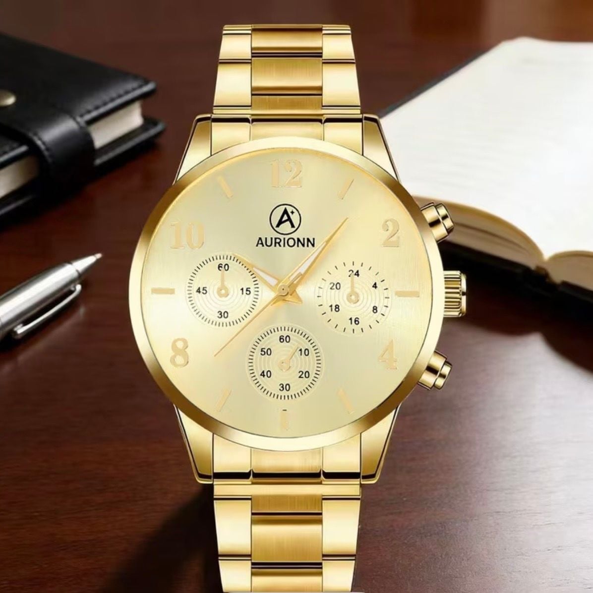 Aurionn Men's Quartz Timepiece Gold Stainless Steel 4