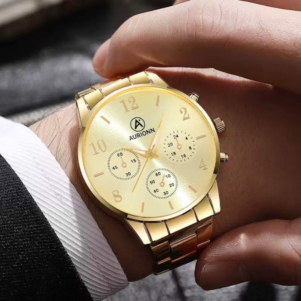 Aurionn Men's Quartz Timepiece Gold Stainless Steel 5