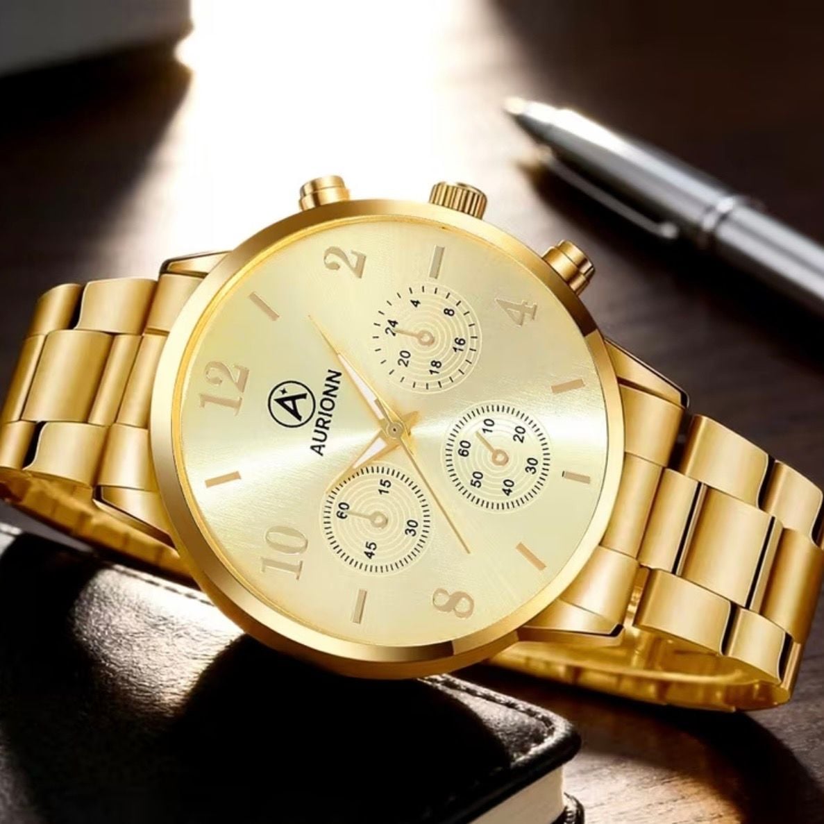 Aurionn Men's Quartz Timepiece Gold Stainless Steel 6