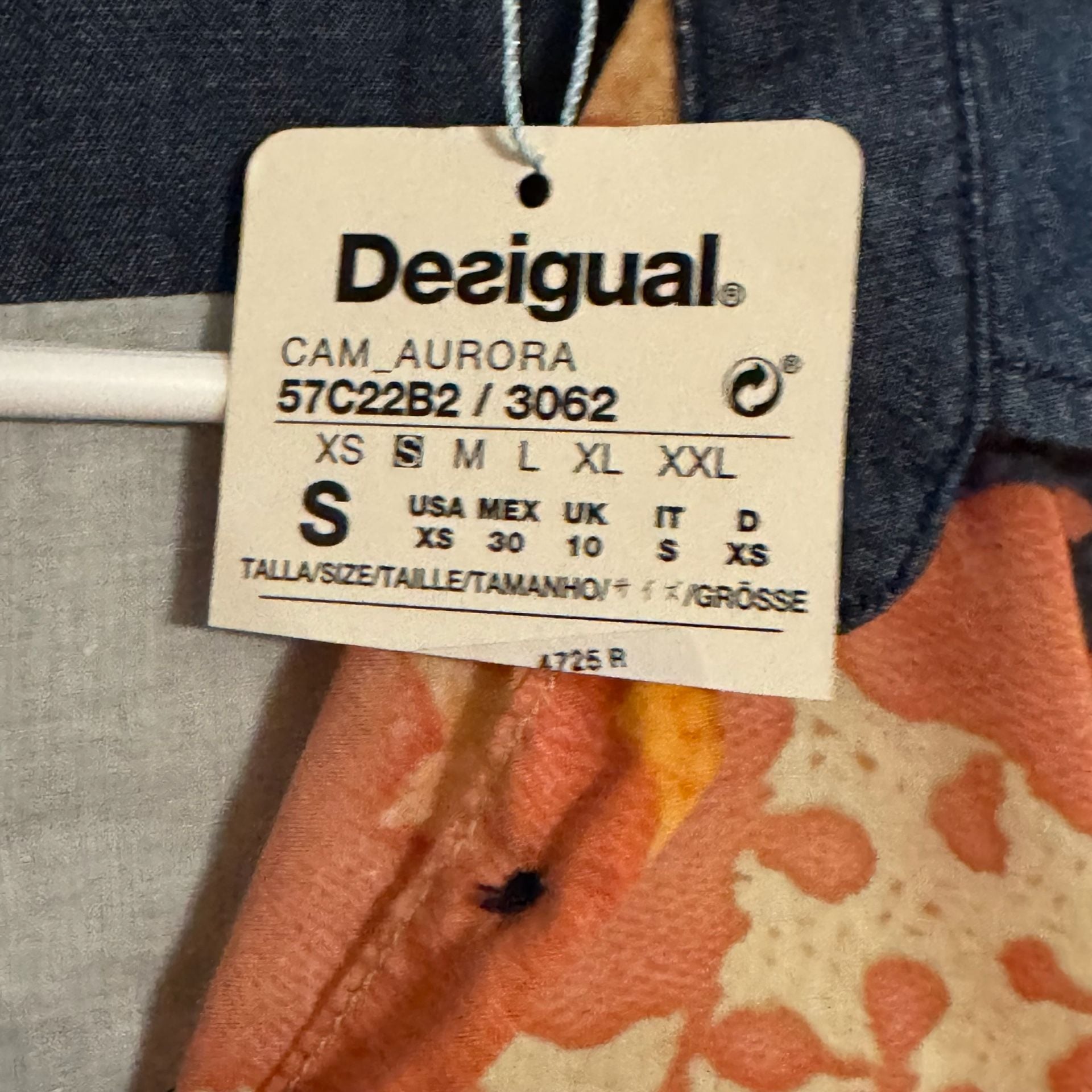 Desigual Cam Aurora Shirt Womens S NWT Embroidered Boho Western Denim Button Up 4