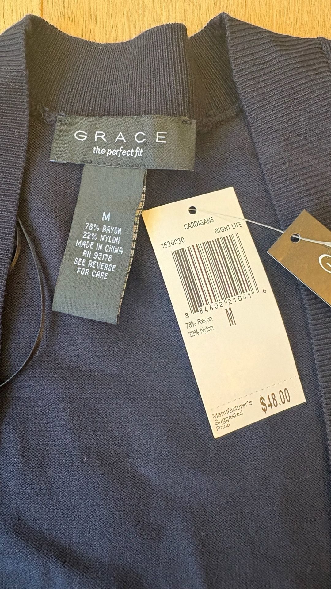 Grace The Perfect Fit Open Front Cardigan Size M Blue 3