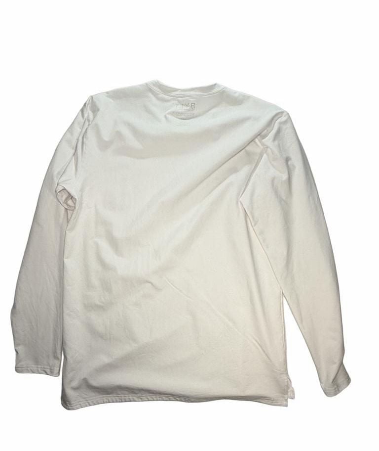 BYLT Premium Basics Men’s L White Long Sleeve Crewneck Split Hem Athletic Casual 4