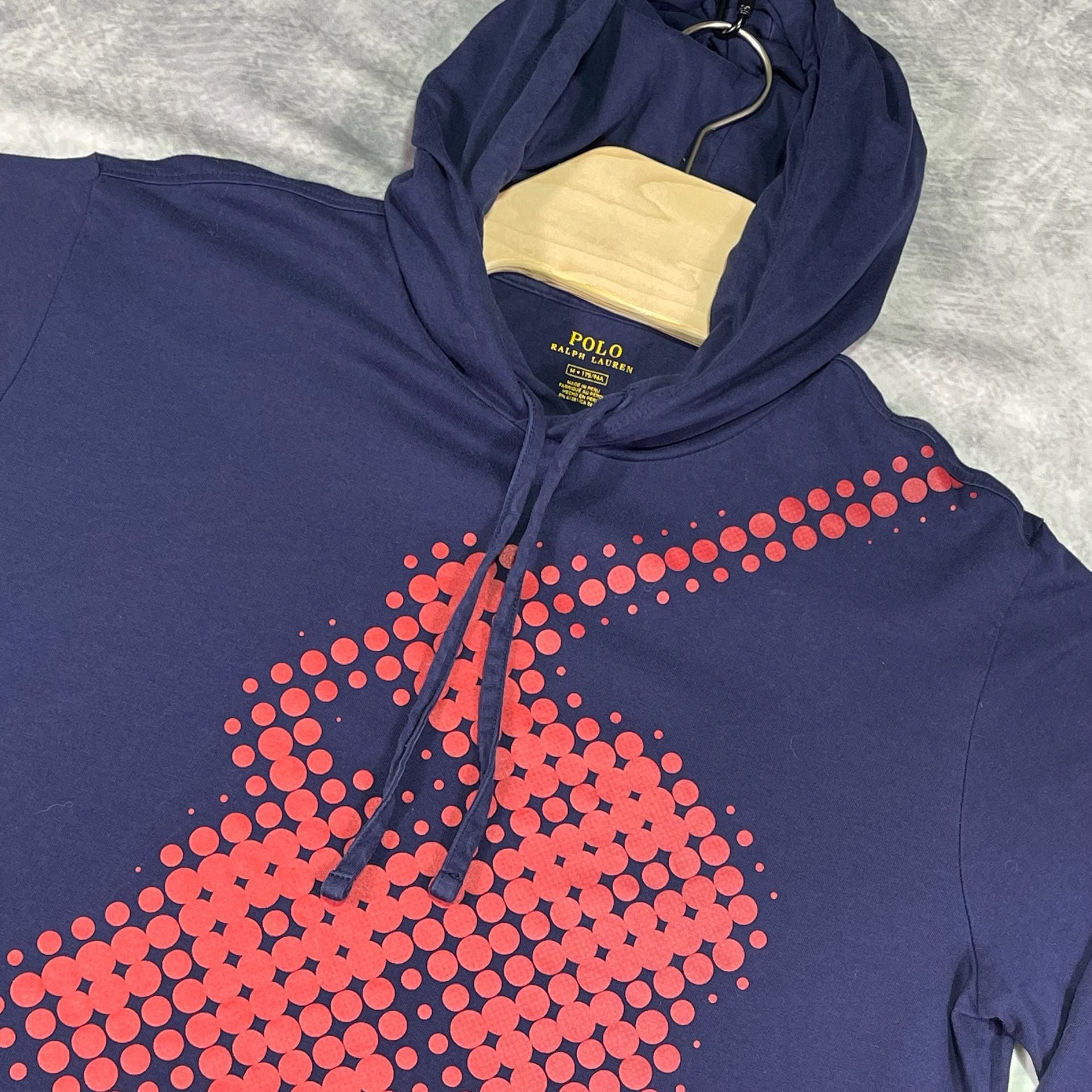 Polo Ralph Lauren Dot Print Big Pony Graphic Hooded Tee Size M Navy 9