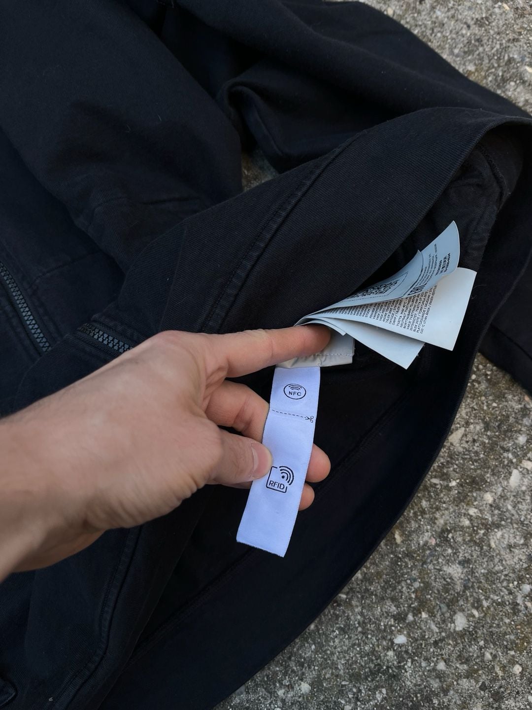 Stone Island Zip-Up Hoodie Size XL Black Cotton Jacket pouch-pocket men’s  7