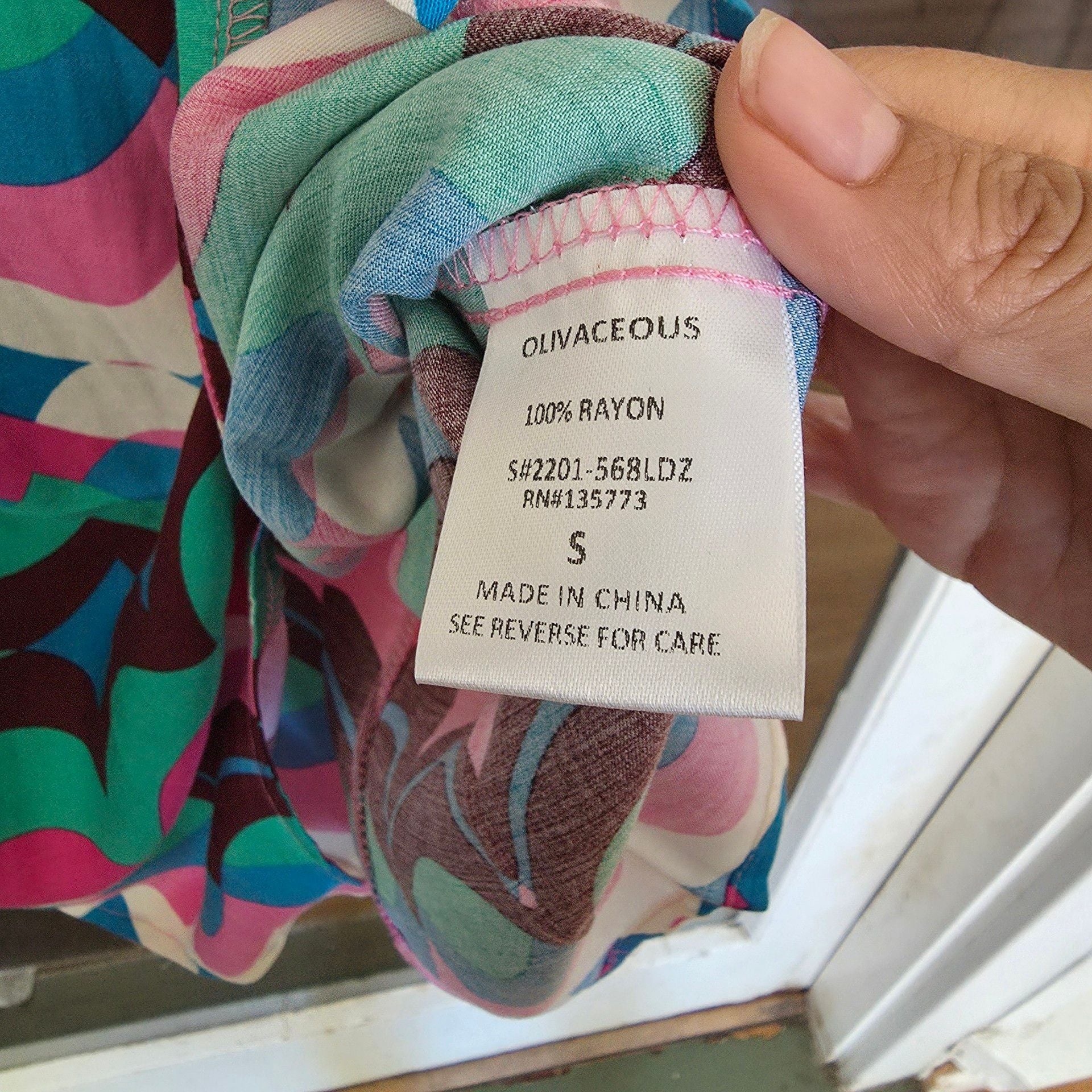 Olivaceous Slip Dress Size S Multicolored Geometric 3