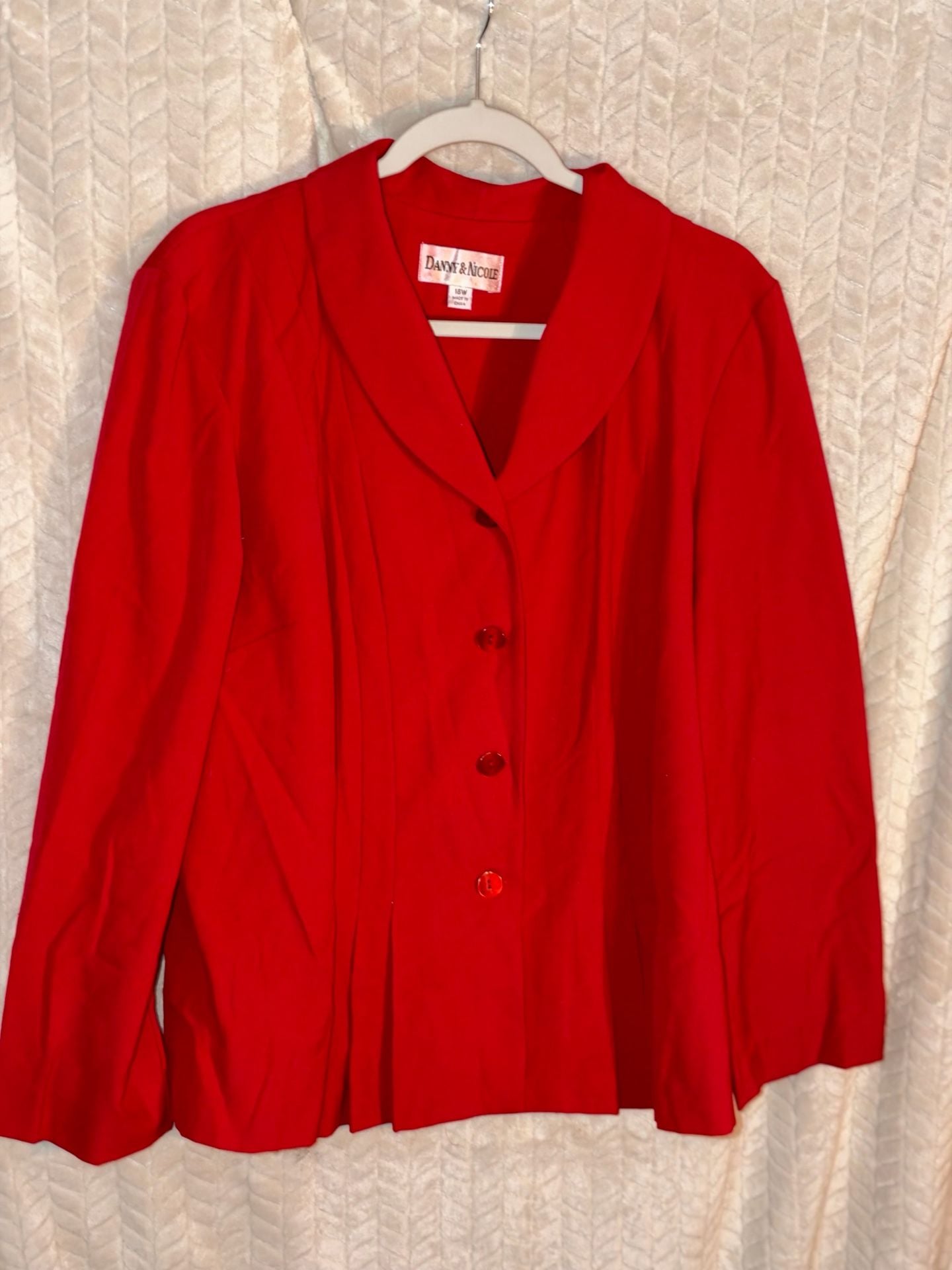 Danny & Nicole Suit Set Size 18W Red Jacket Pants 1