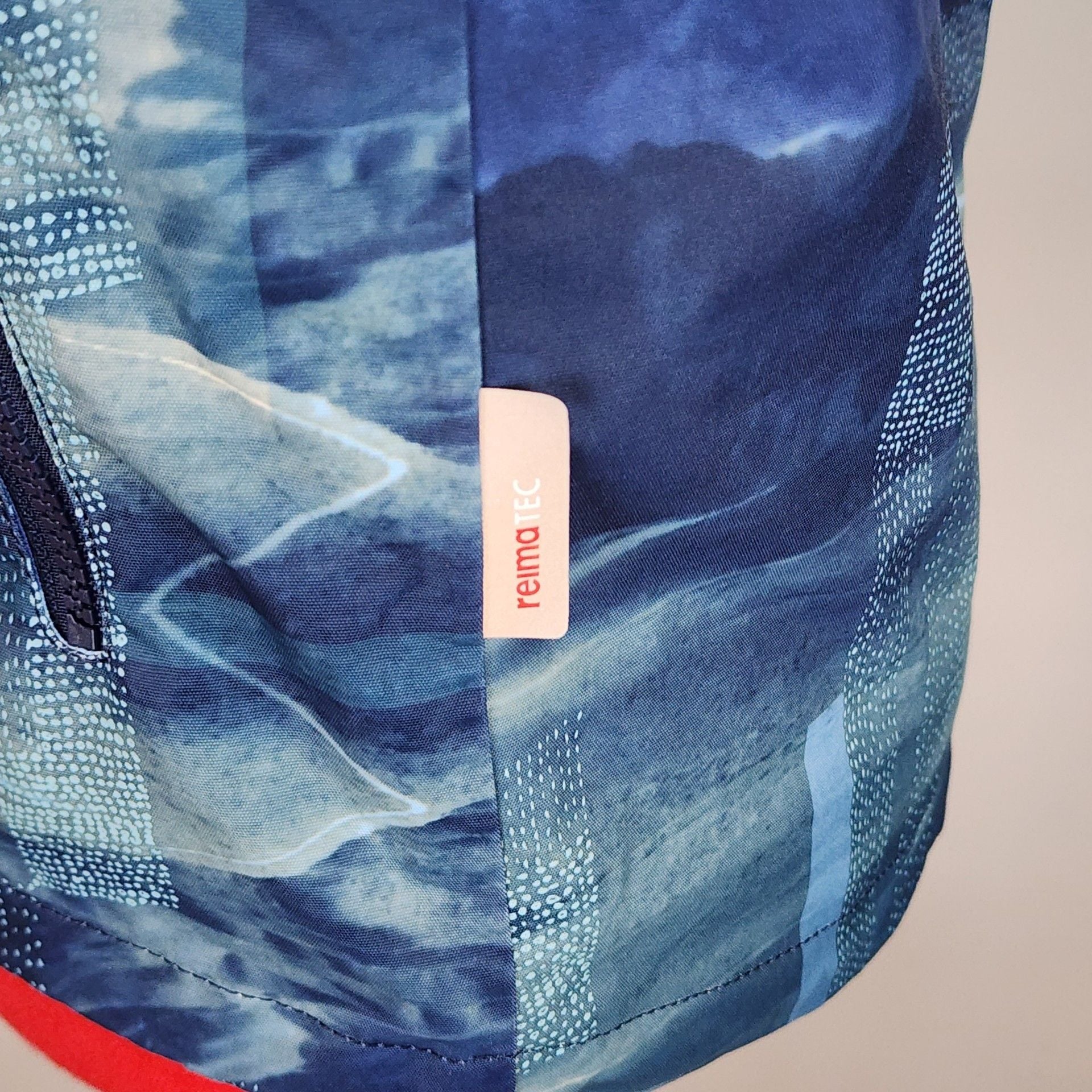 Reima Kids Waterproof Breathable Hooded Jacket Blue Abstract Print Approx 5T 8