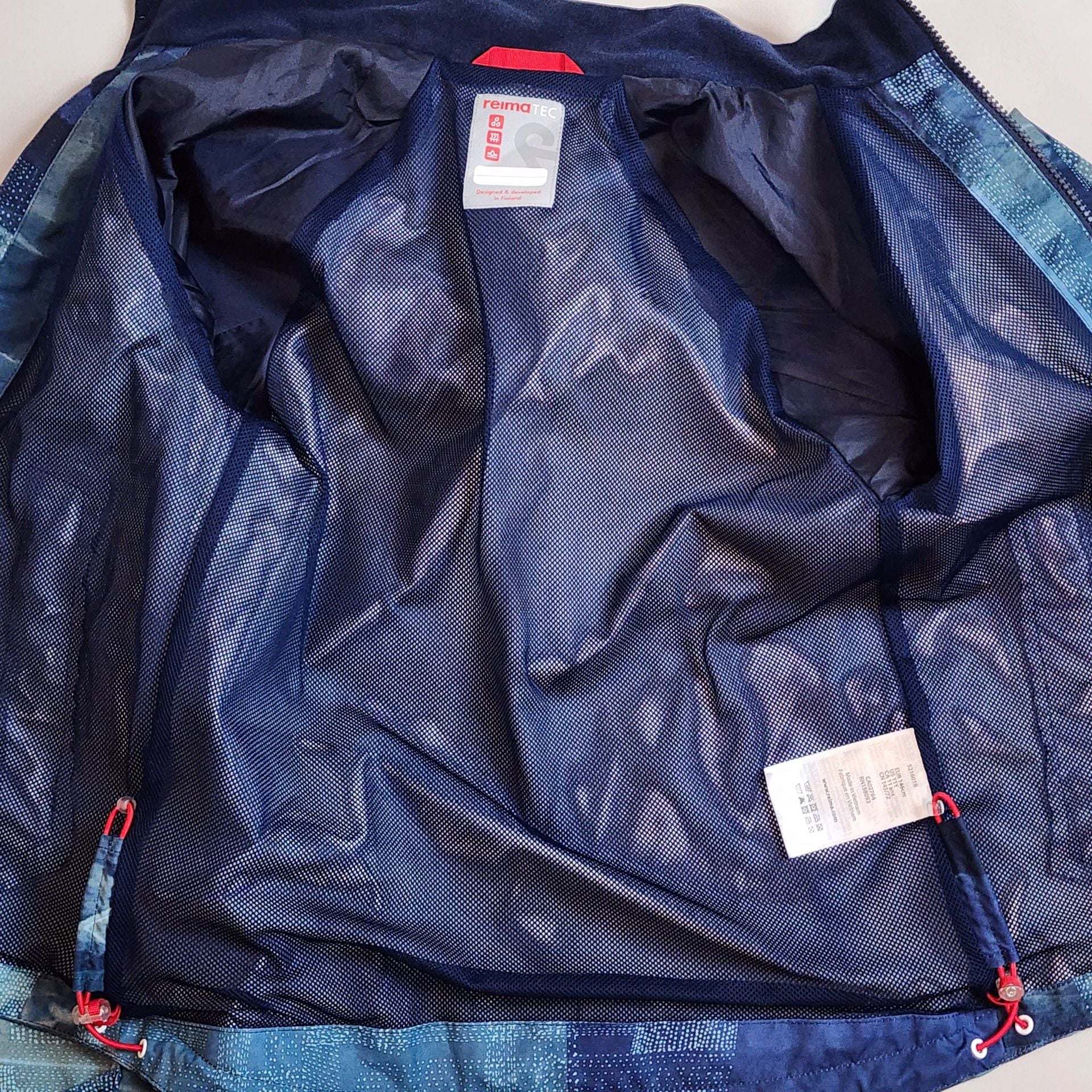 Reima Kids Waterproof Breathable Hooded Jacket Blue Abstract Print Approx 5T 9