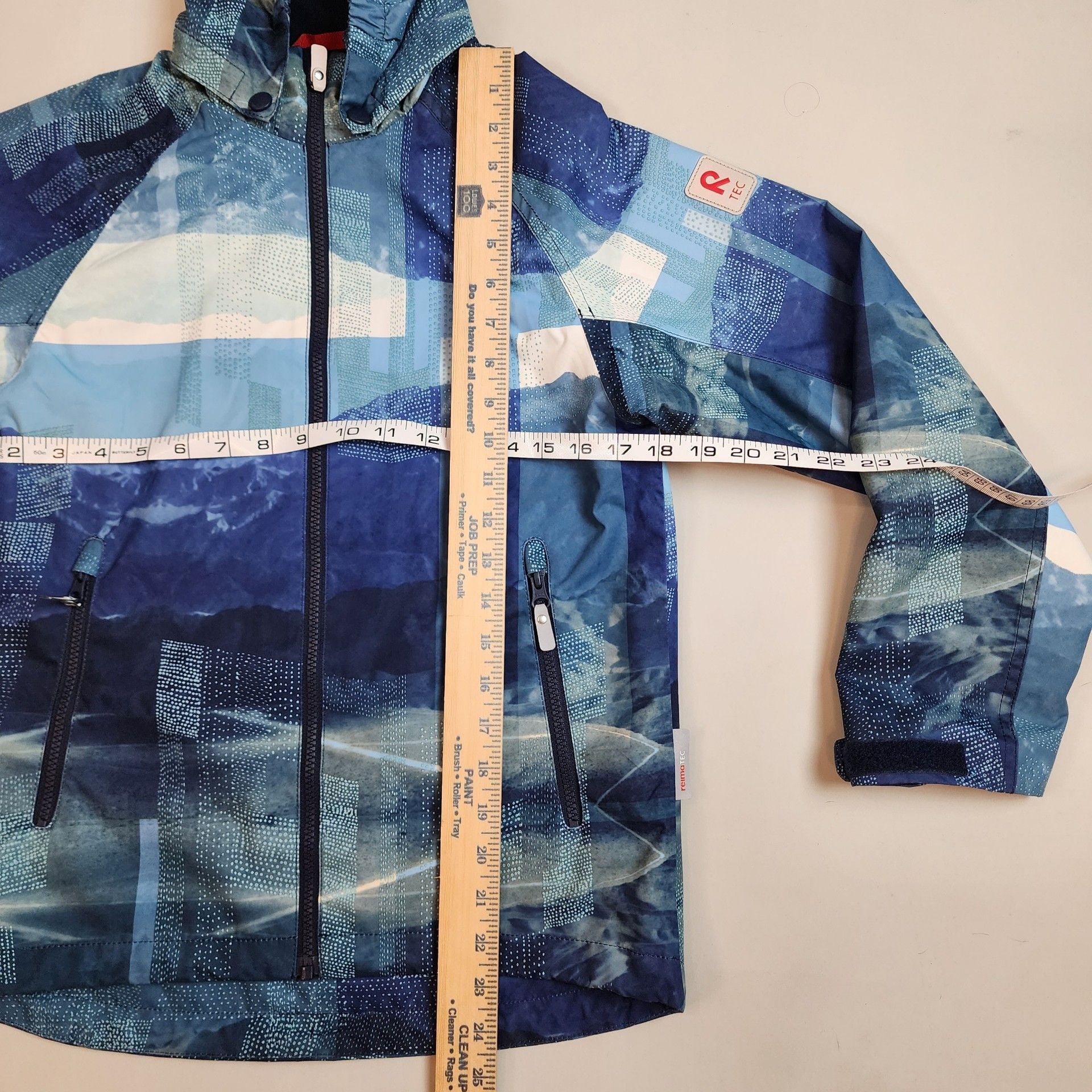 Reima Kids Waterproof Breathable Hooded Jacket Blue Abstract Print Approx 5T 4