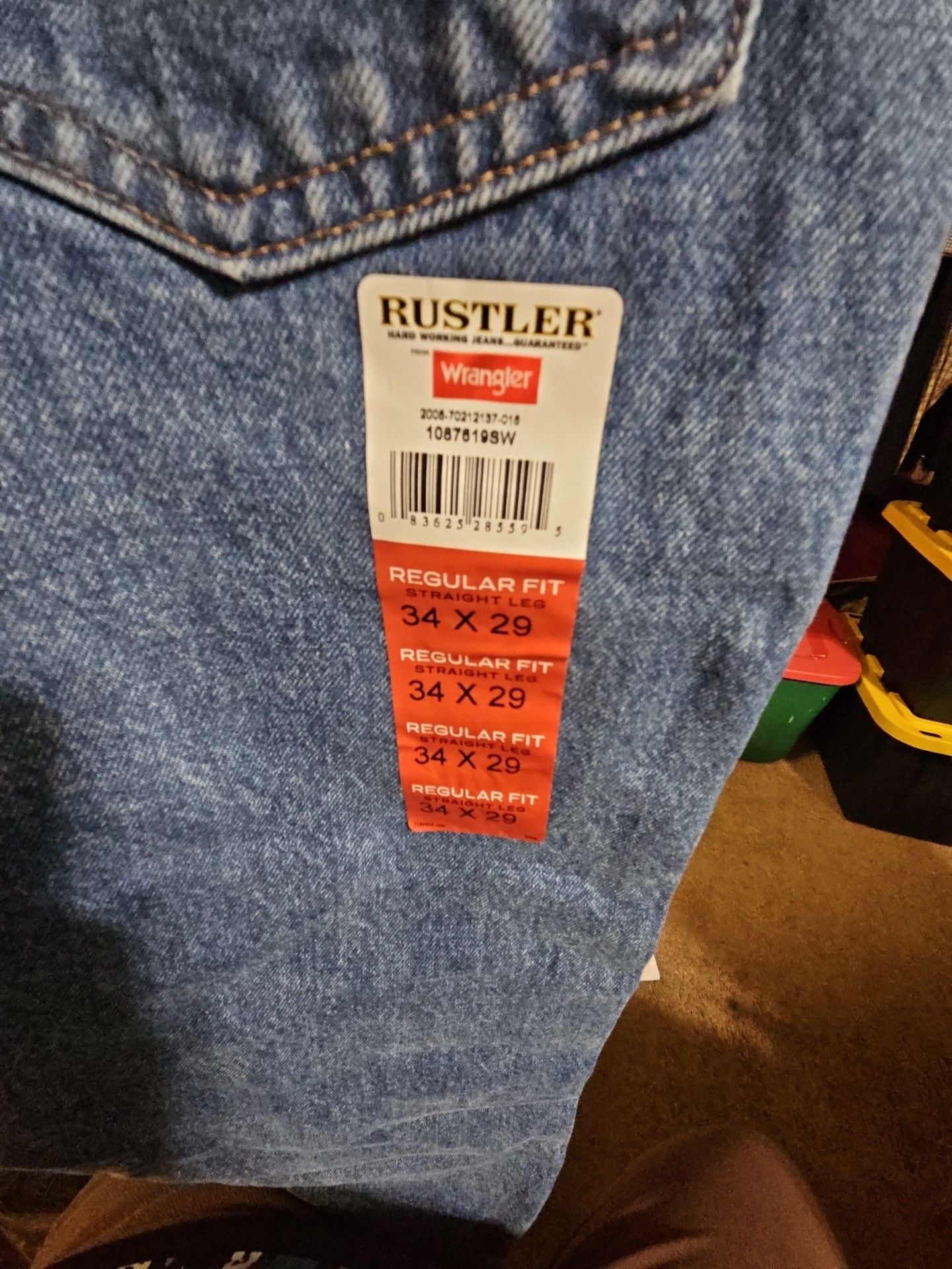 Rustler Regular Fit Straight Leg Jeans 34x29 Blue Denim New with Tags 5