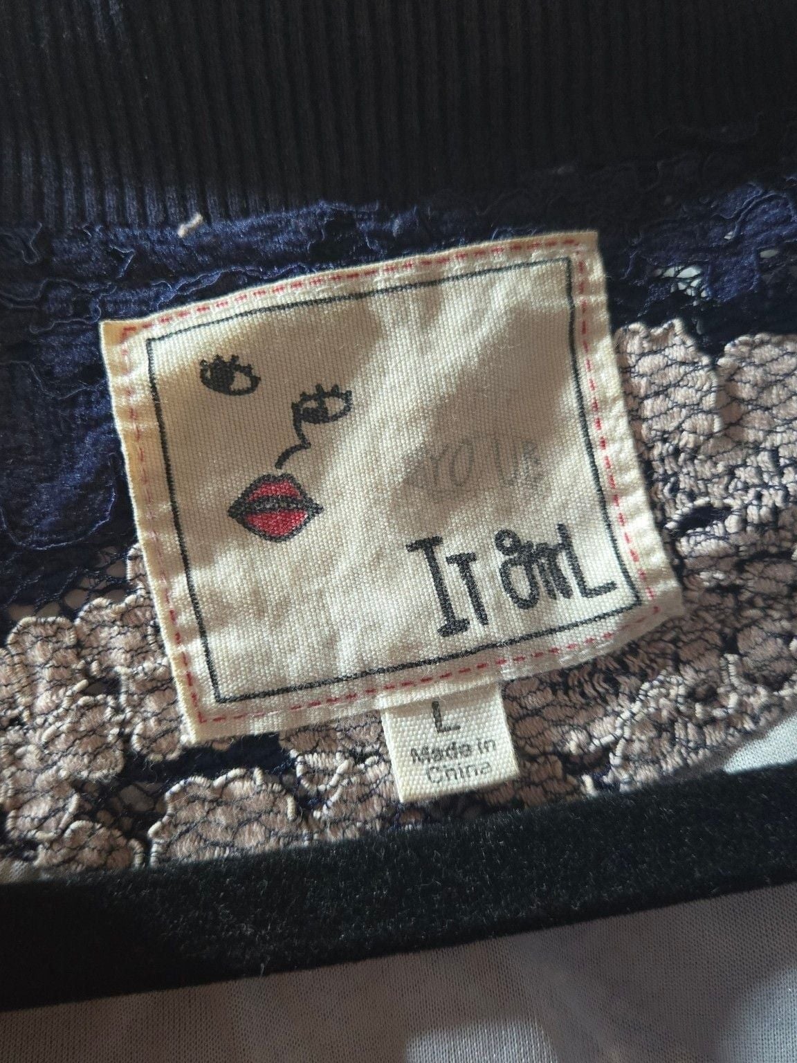 It Girl Lace Bomber Jacket Size S Blue 5
