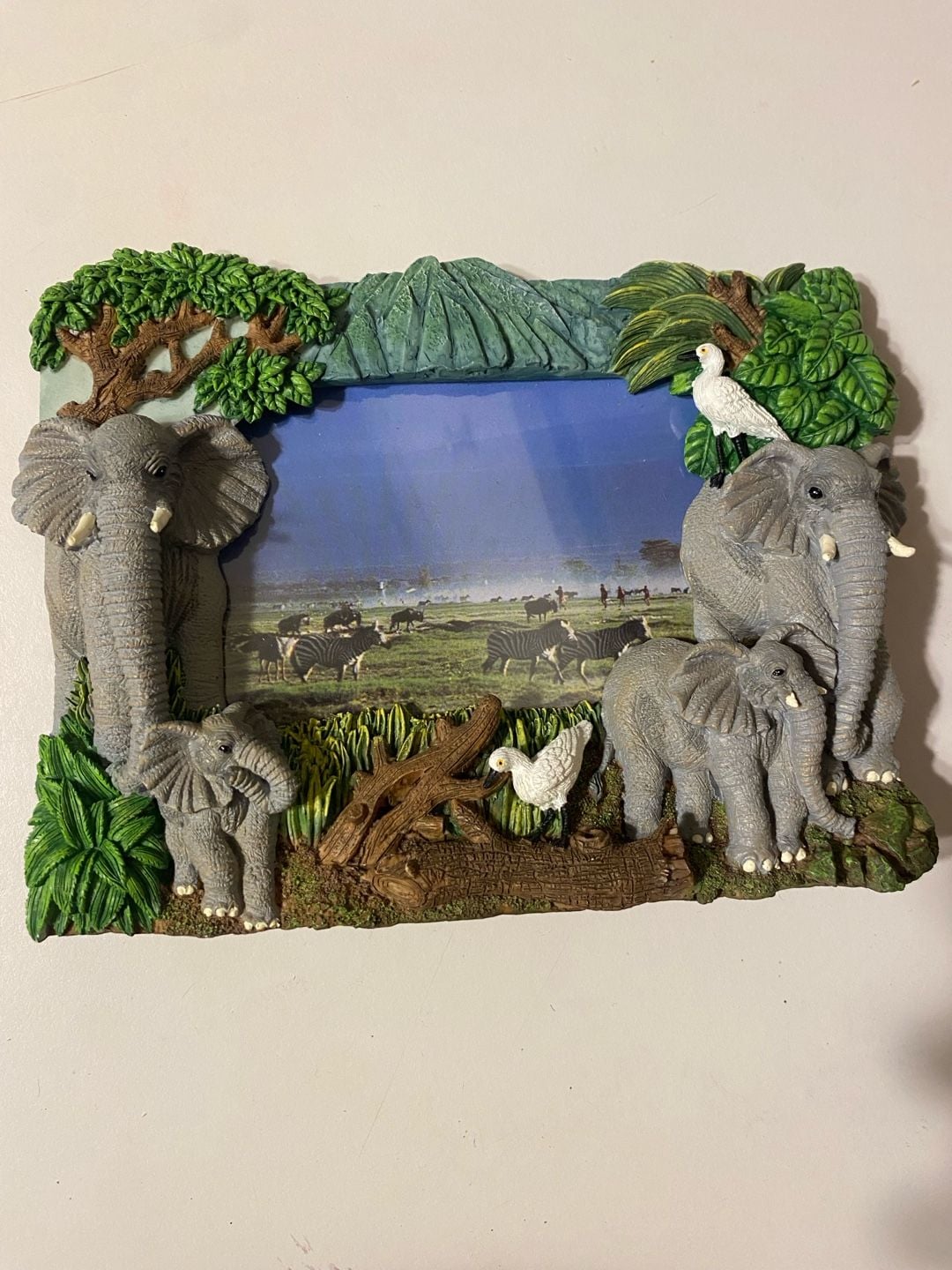 Wildlife Safari Elephant Family 3D Photo Frame Resin Decor 1