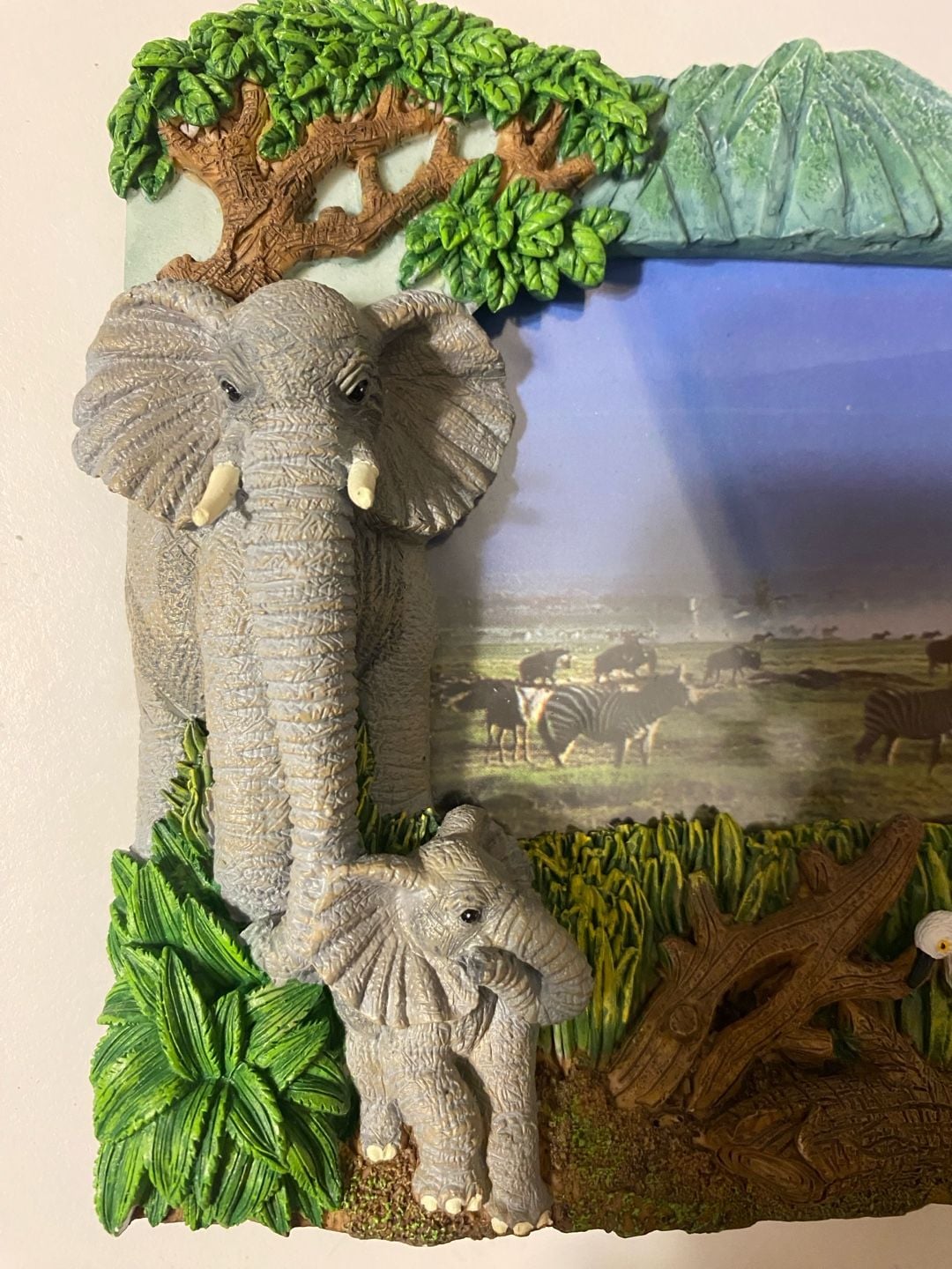Wildlife Safari Elephant Family 3D Photo Frame Resin Decor 2