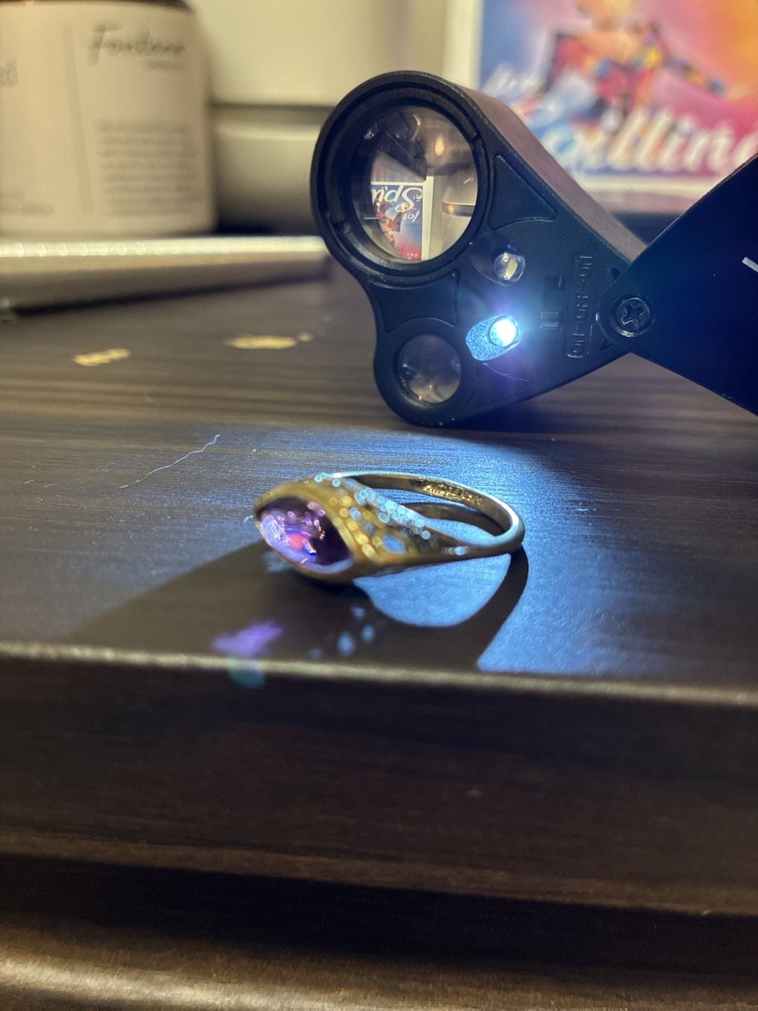 Vintage 1970s Esposito 14K GE Marquise Red Crystal Ring 7