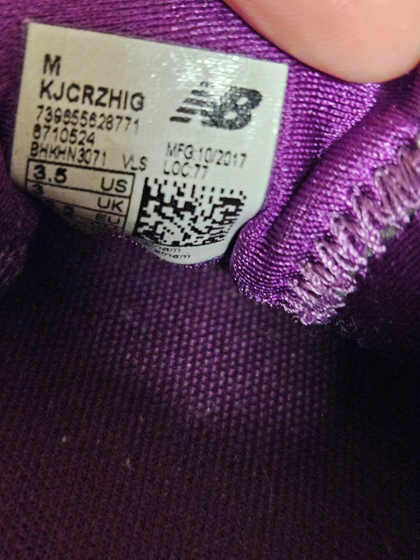 New Balance KJCRZHIG Size 3.5 Purple Sneakers 7