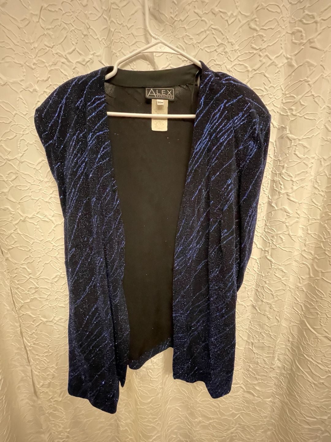 Alex Evenings Metallic Cobalt Blue Glitter 2pc Jacket Maxi Dress Set Plus Sz 20W 5