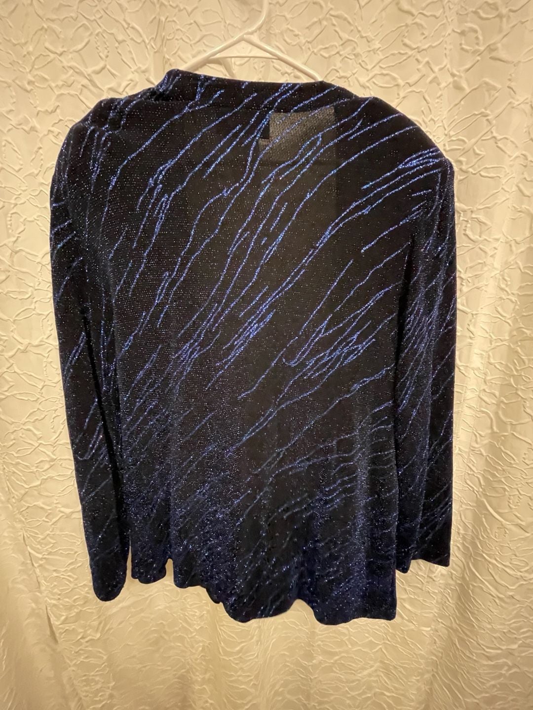 Alex Evenings Metallic Cobalt Blue Glitter 2pc Jacket Maxi Dress Set Plus Sz 20W 6