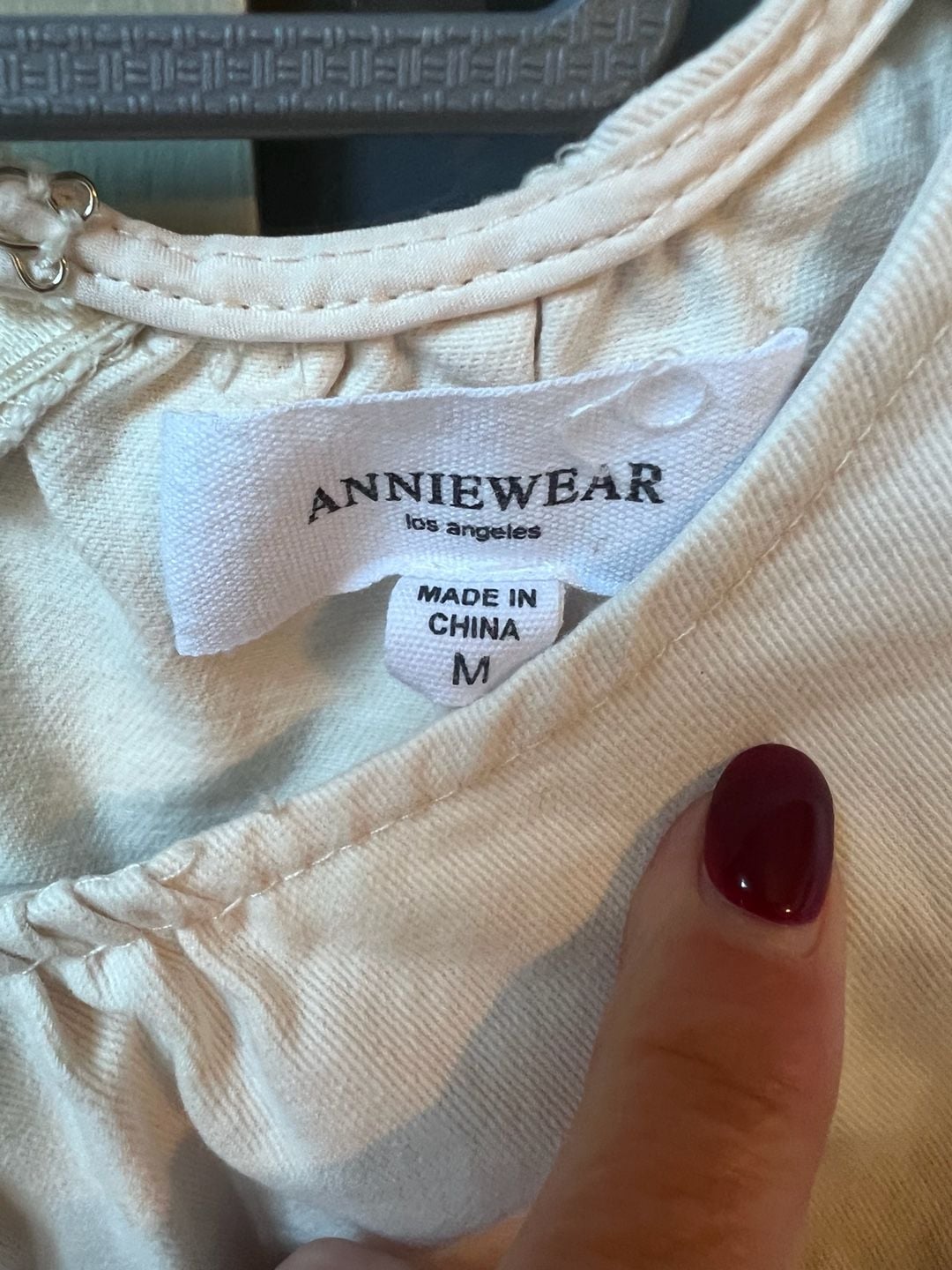 Anniewear Puff Sleeve Peplum Top Size M Cream Cotton 4