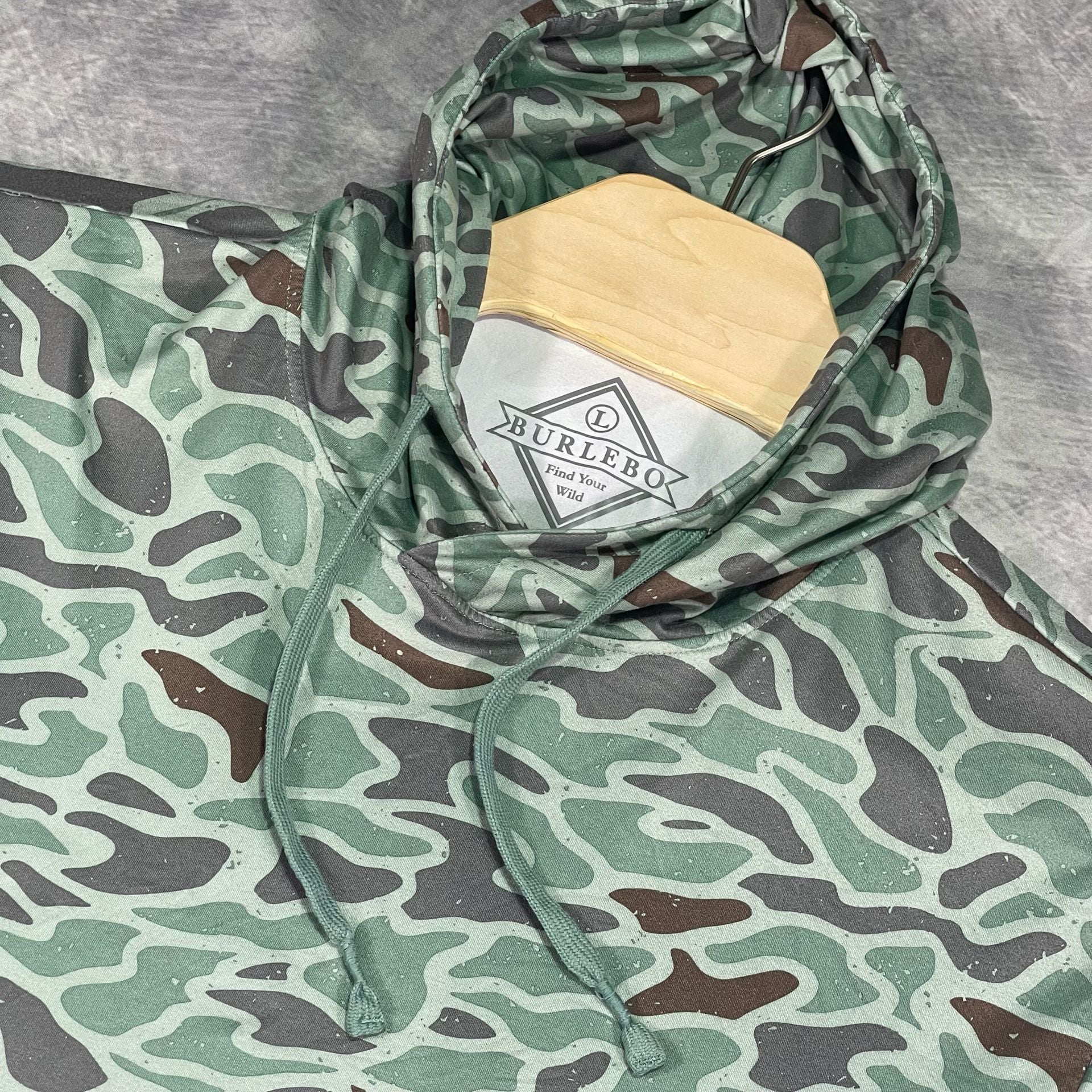 Burlebo Retro Duck Camo Performance Hoodie Size L Green Camouflage 3