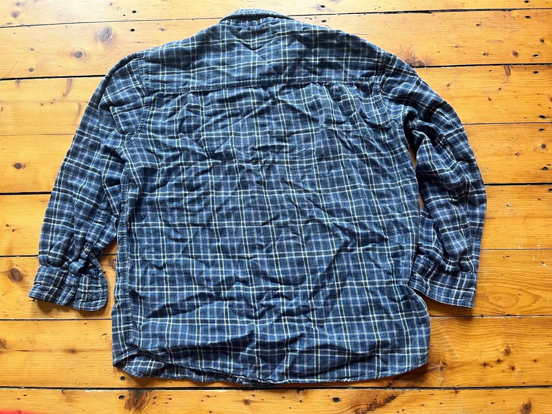 Highland Outfitters Flannel Shirt Size L Blue Plaid Cotton Gorpcore 3