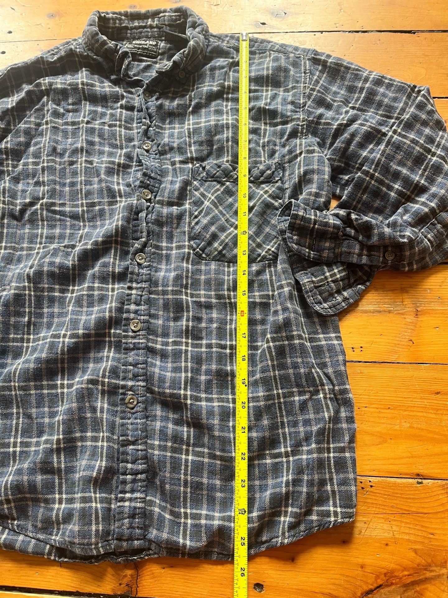 Highland Outfitters Flannel Shirt Size L Blue Plaid Cotton Gorpcore 5