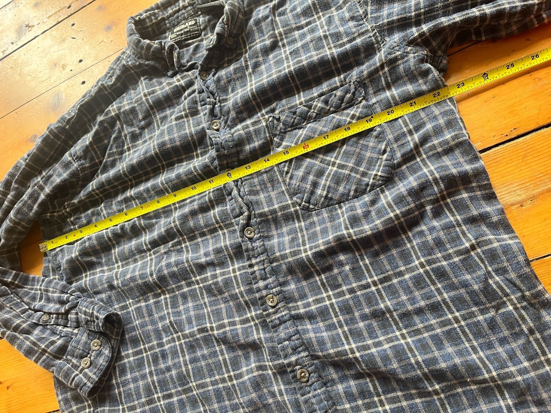 Highland Outfitters Flannel Shirt Size L Blue Plaid Cotton Gorpcore 6
