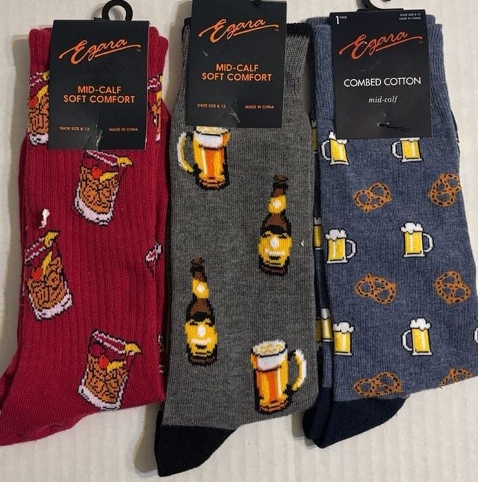 Egara Beer And Pretzel Socks Size 8-12 3 Pair Lot New With Tags 2