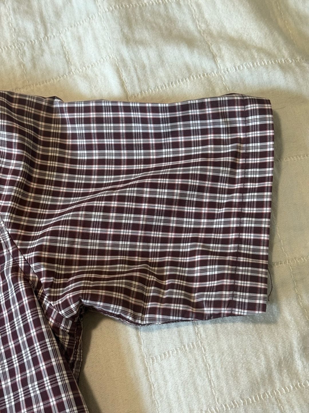Eddie Bauer Plaid Short Sleeve Shirt Men's TXL Burgundy 5