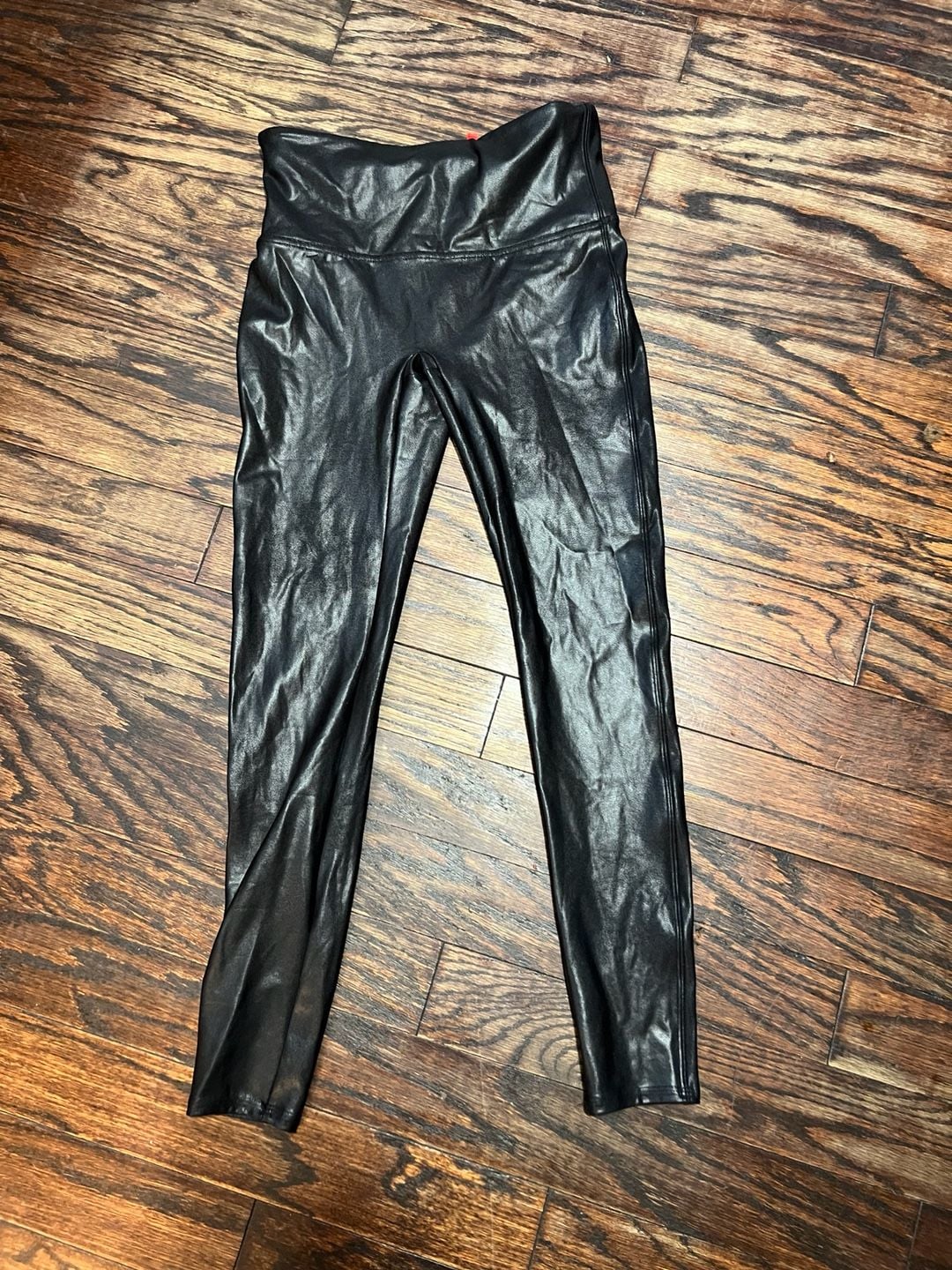 Spanx Faux Leather Leggings Size L Black 2