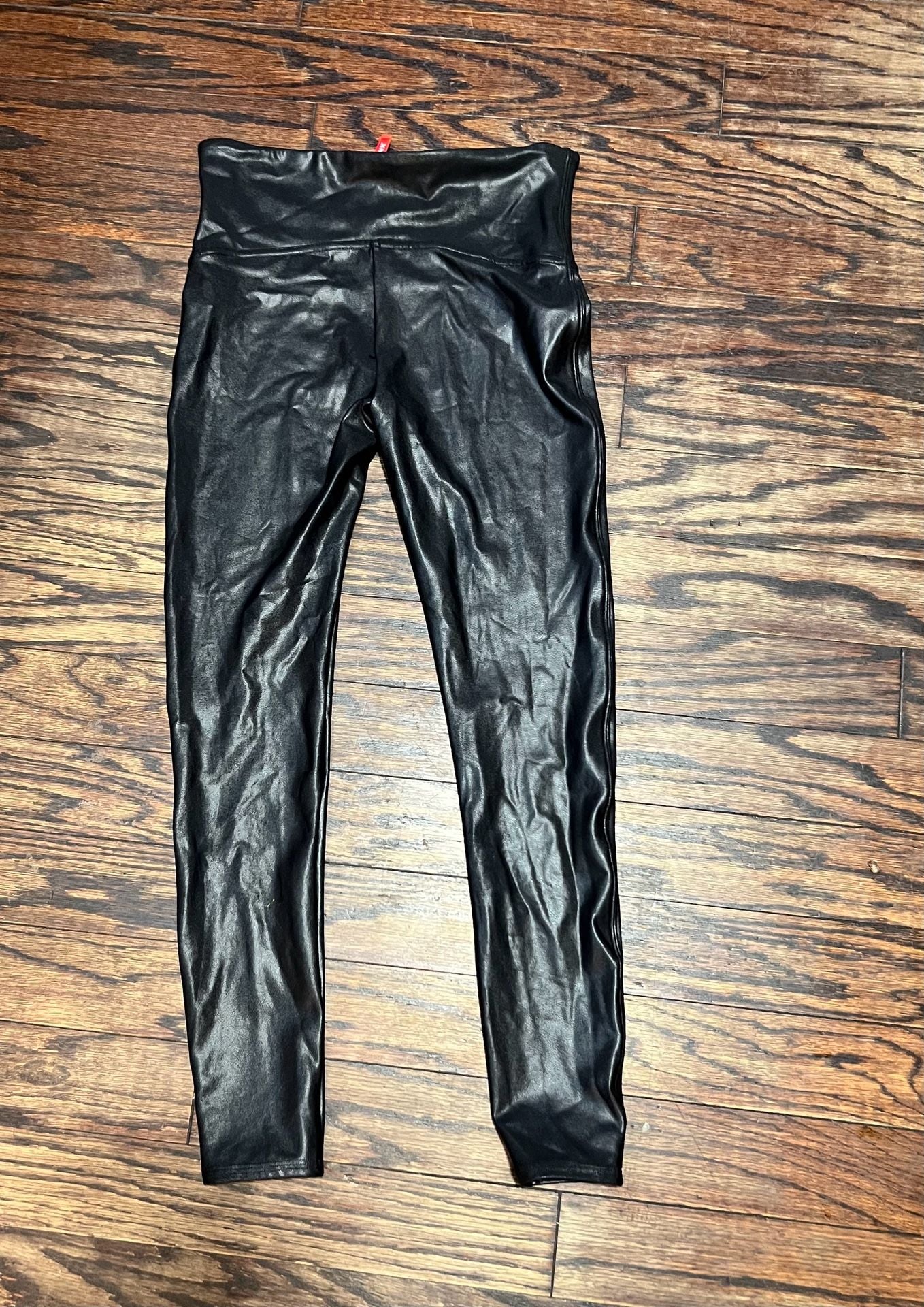 Spanx Faux Leather Leggings Size L Black 3