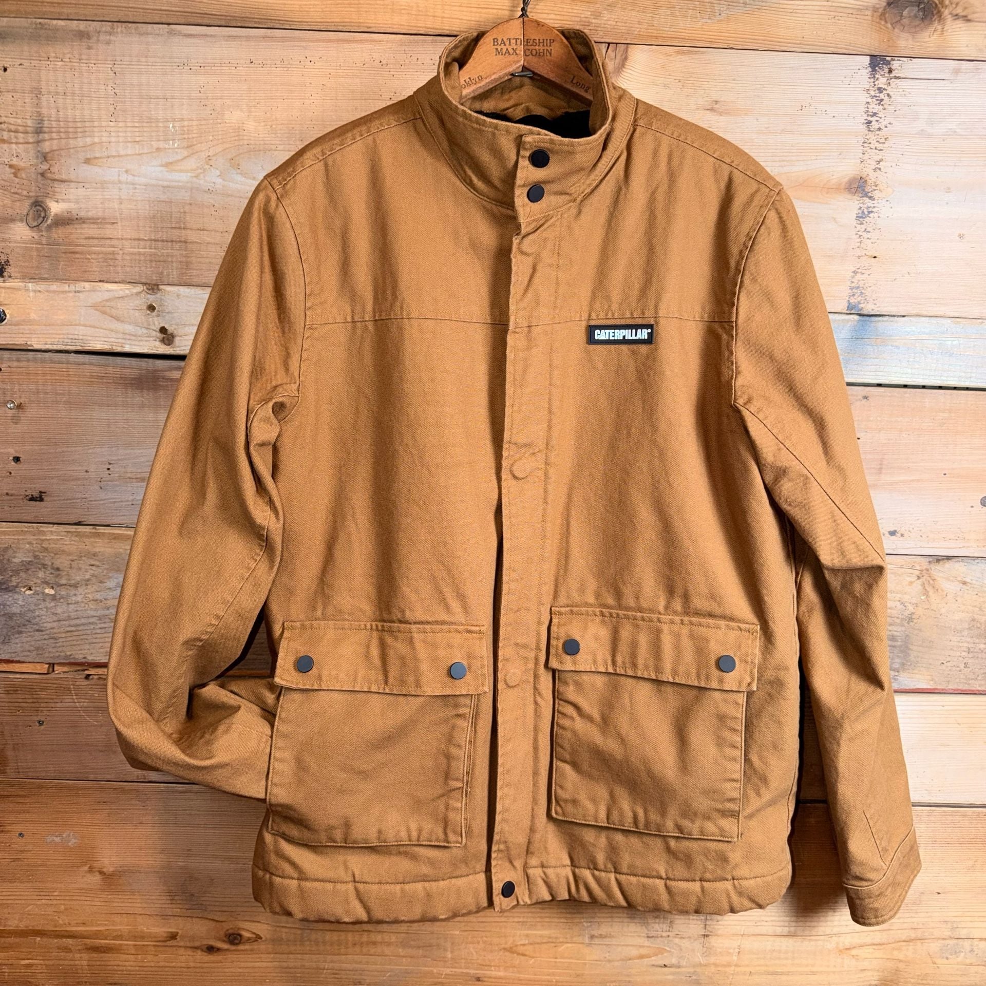 Caterpillar Sherpa Lined Jacket Size M Brown Cotton Workwear 2