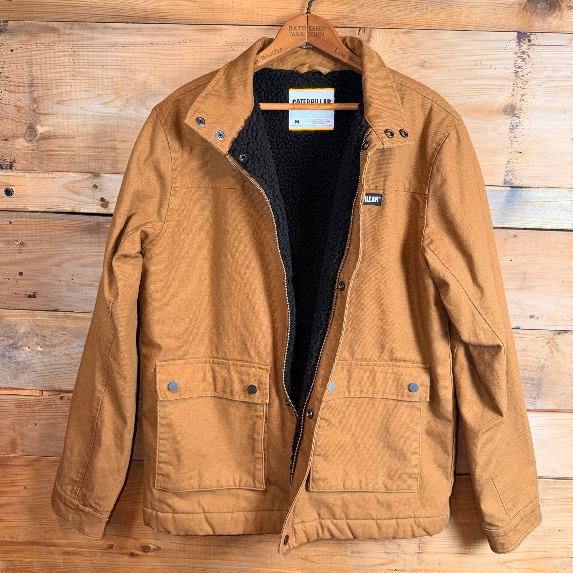 Caterpillar Sherpa Lined Jacket Size M Brown Cotton Workwear 4